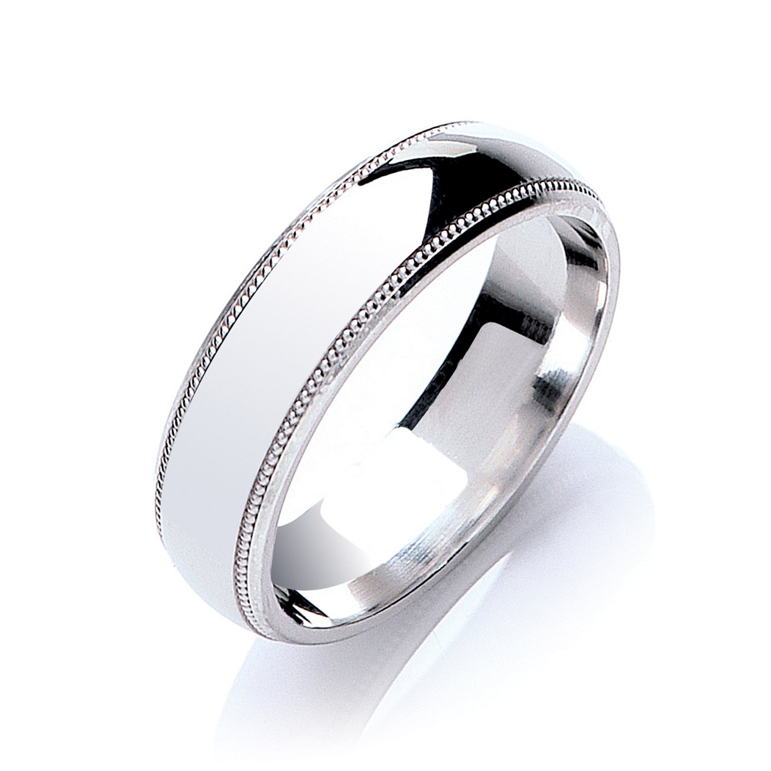 6mm Court Mill Grain Edges Wedding Band - Palladium 950