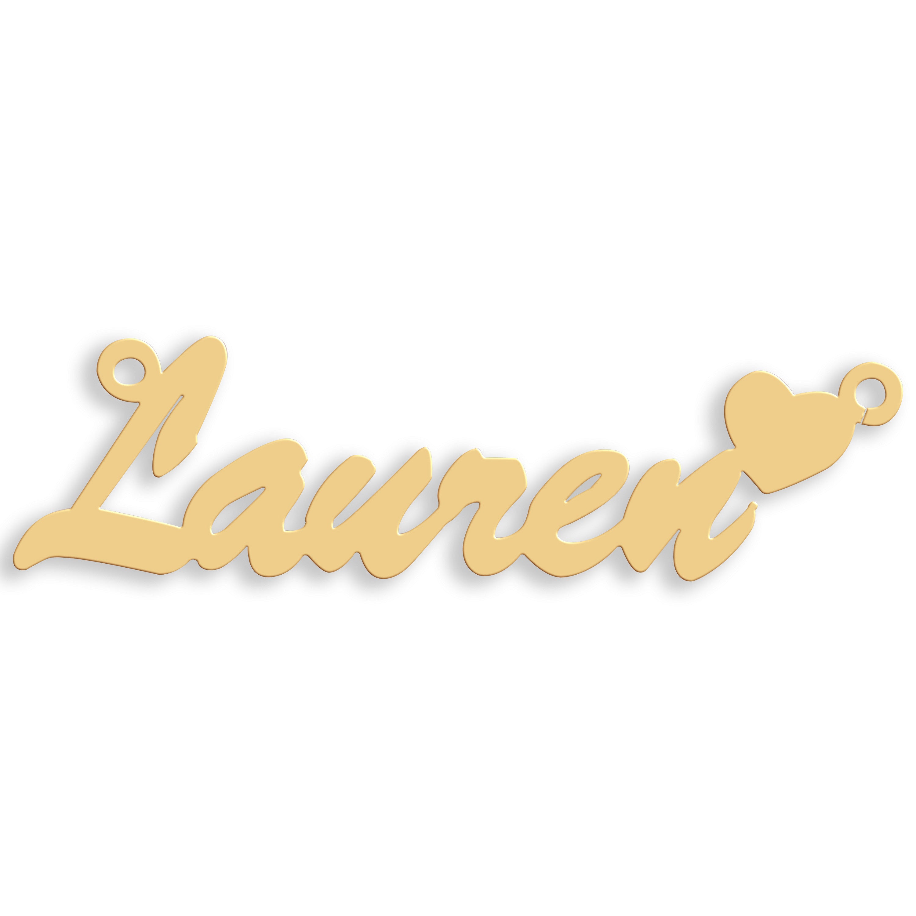 9ct Gold Script Heart Nameplate - 9ct Gold
