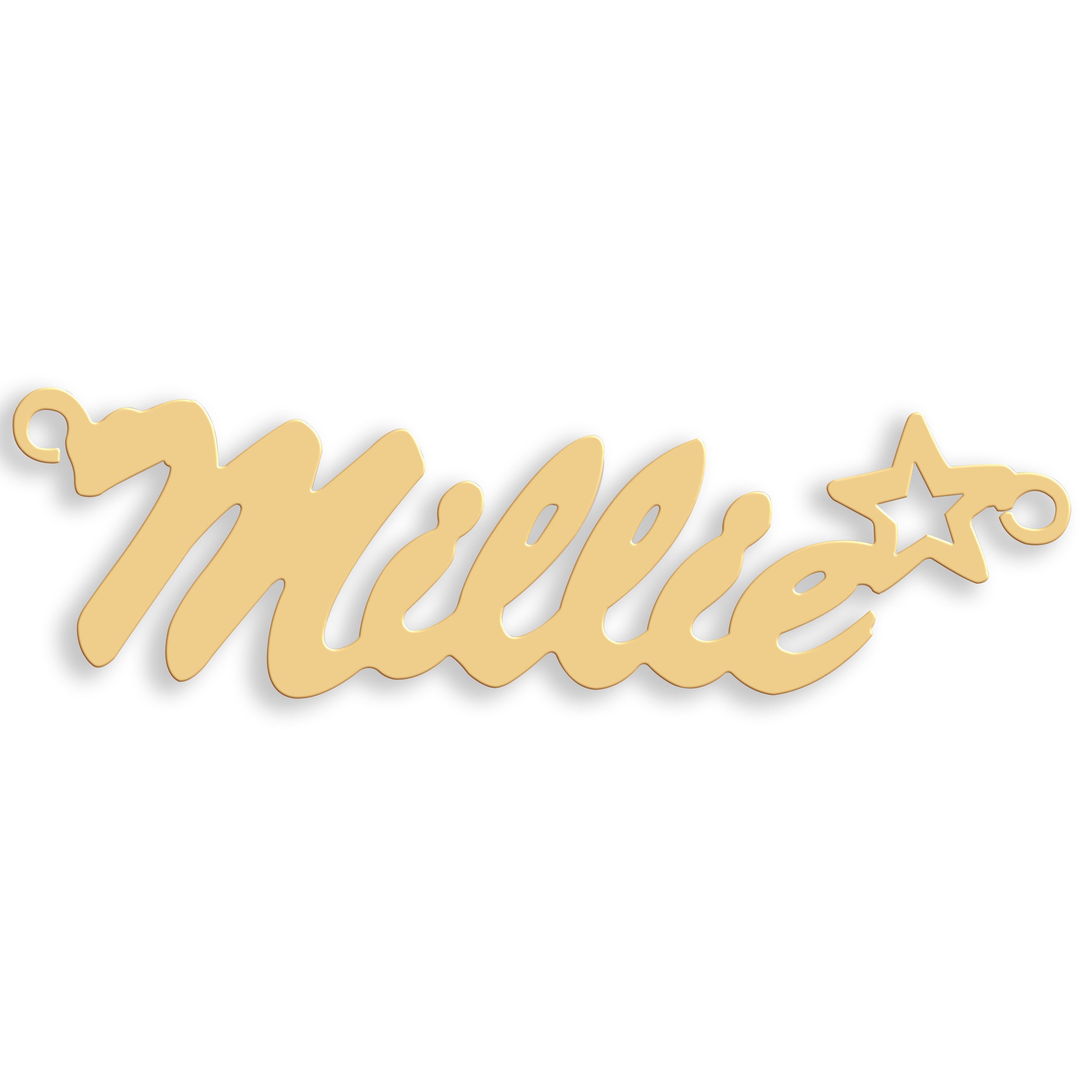 9ct Gold Script Star Nameplate - 9ct Gold