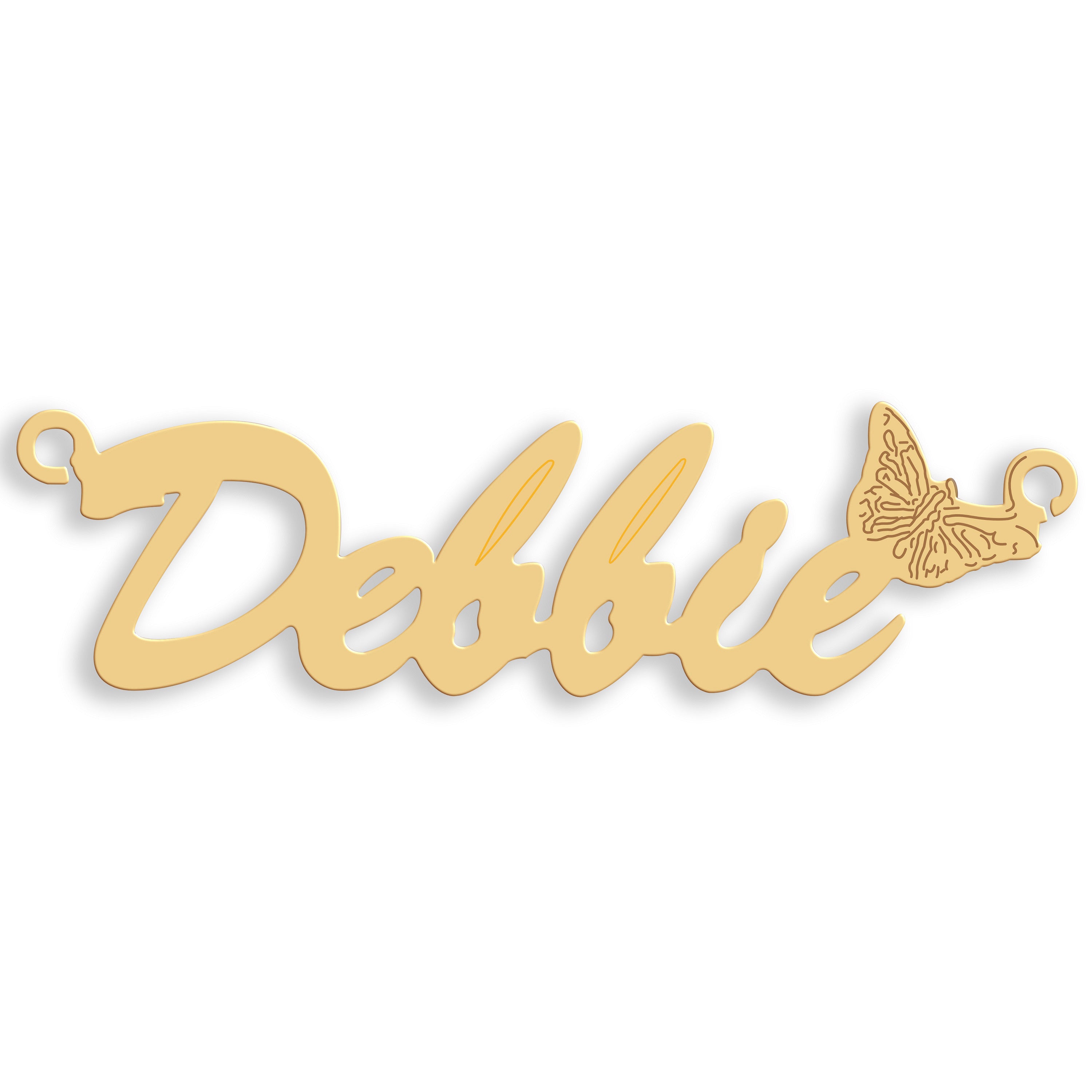 9ct Gold Script Butterfly Nameplate - 9ct Gold