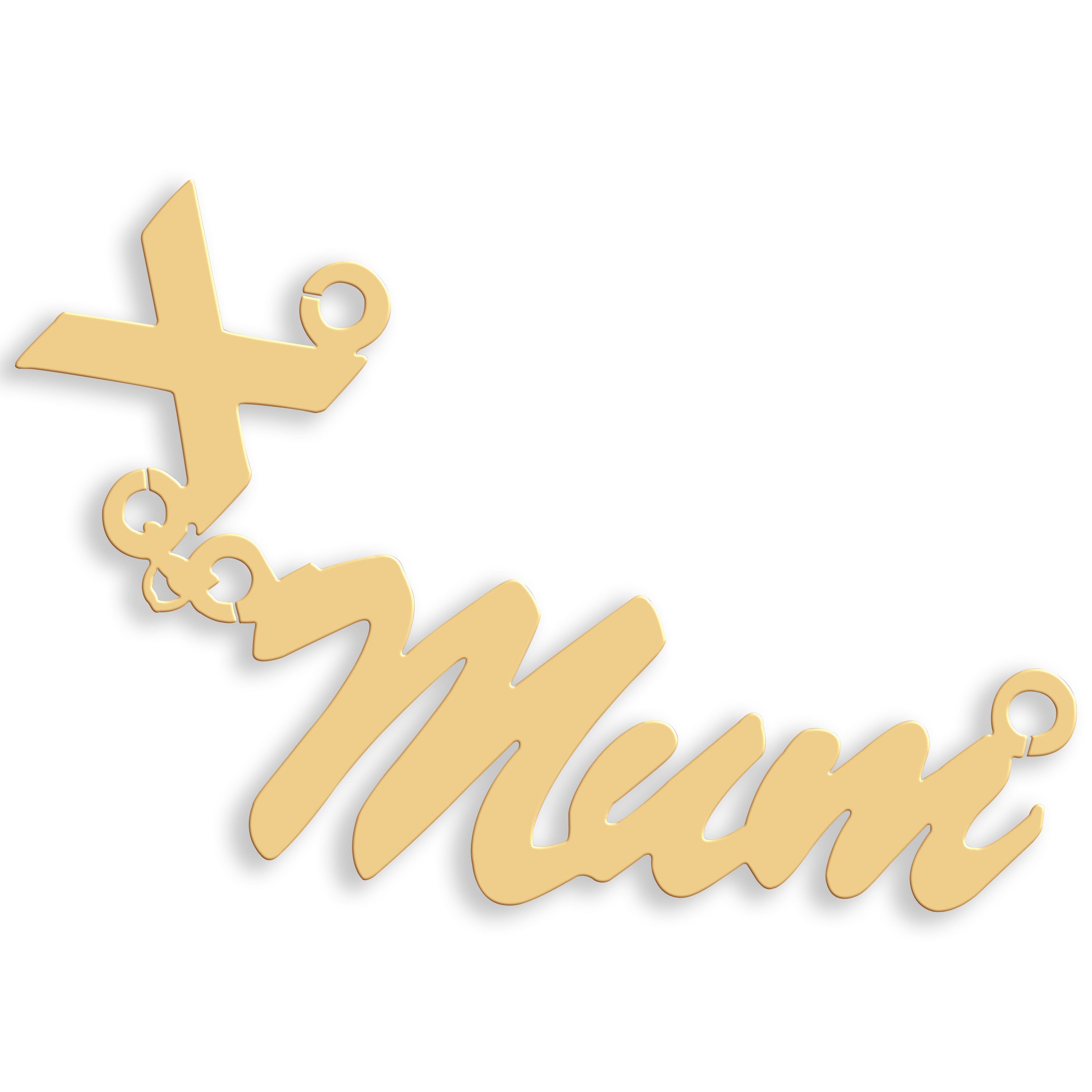 9ct Gold Script Floating Kiss Nameplate - 9ct Gold