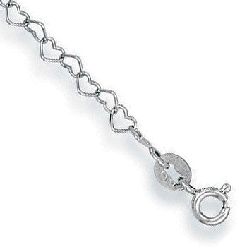 White Gold Heart shaped anklet - 9ct Gold