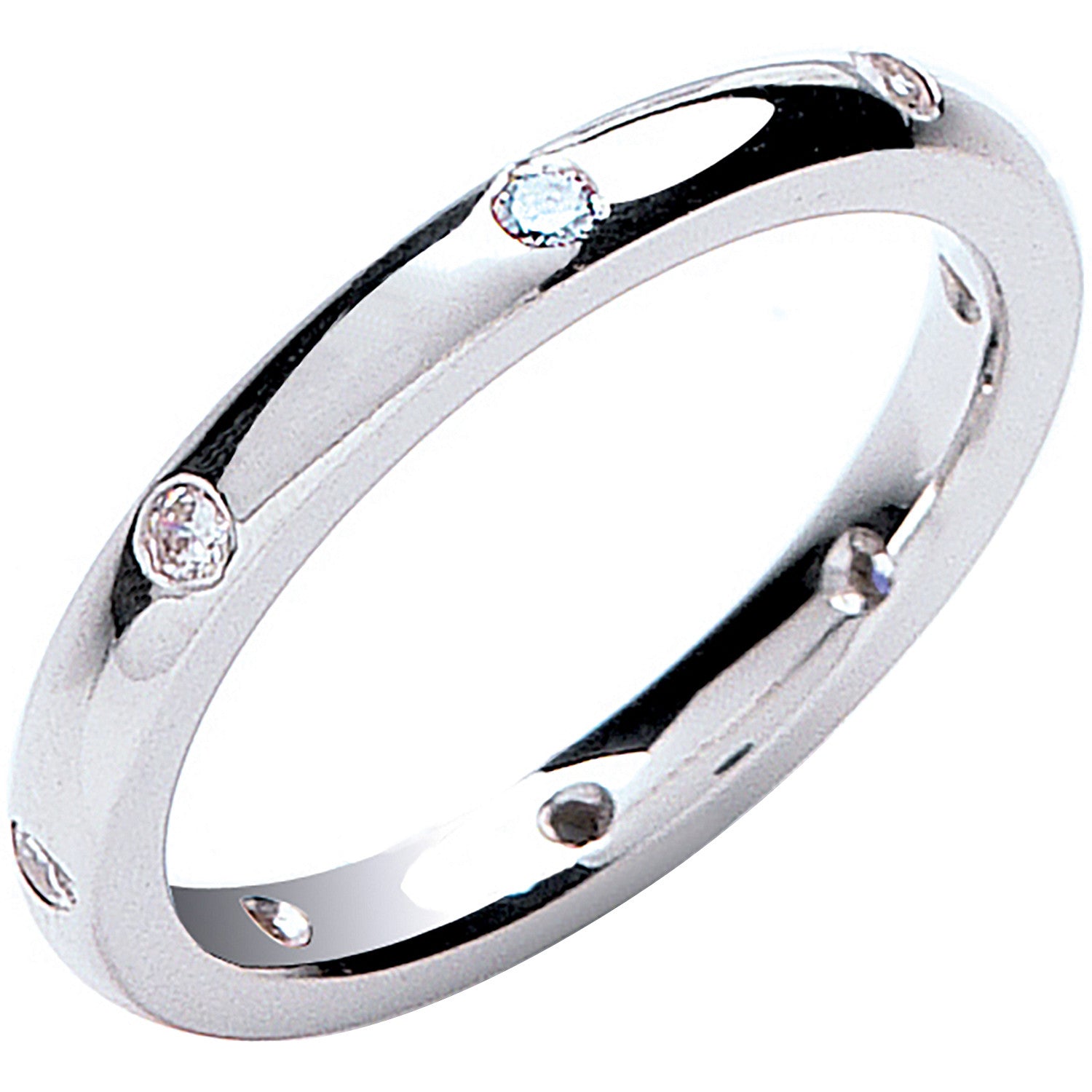 0.13ctw 8st Brilliant Cut Diamond Set 2mm Court Platinum Wedding Band - Platinum