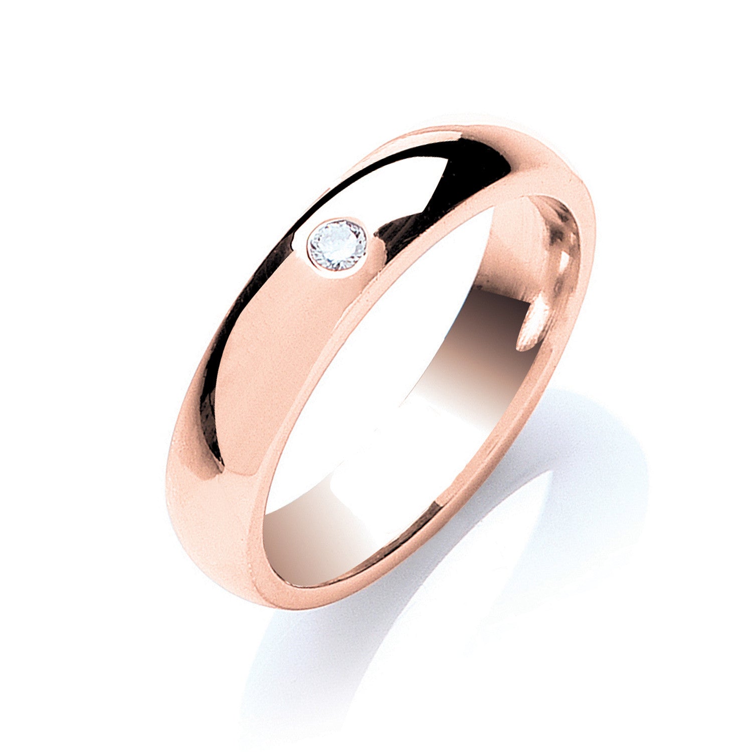 0.10ct S/S Brilliant Cut Diamond Set 5mm Court Wedding Band - 18ct Gold