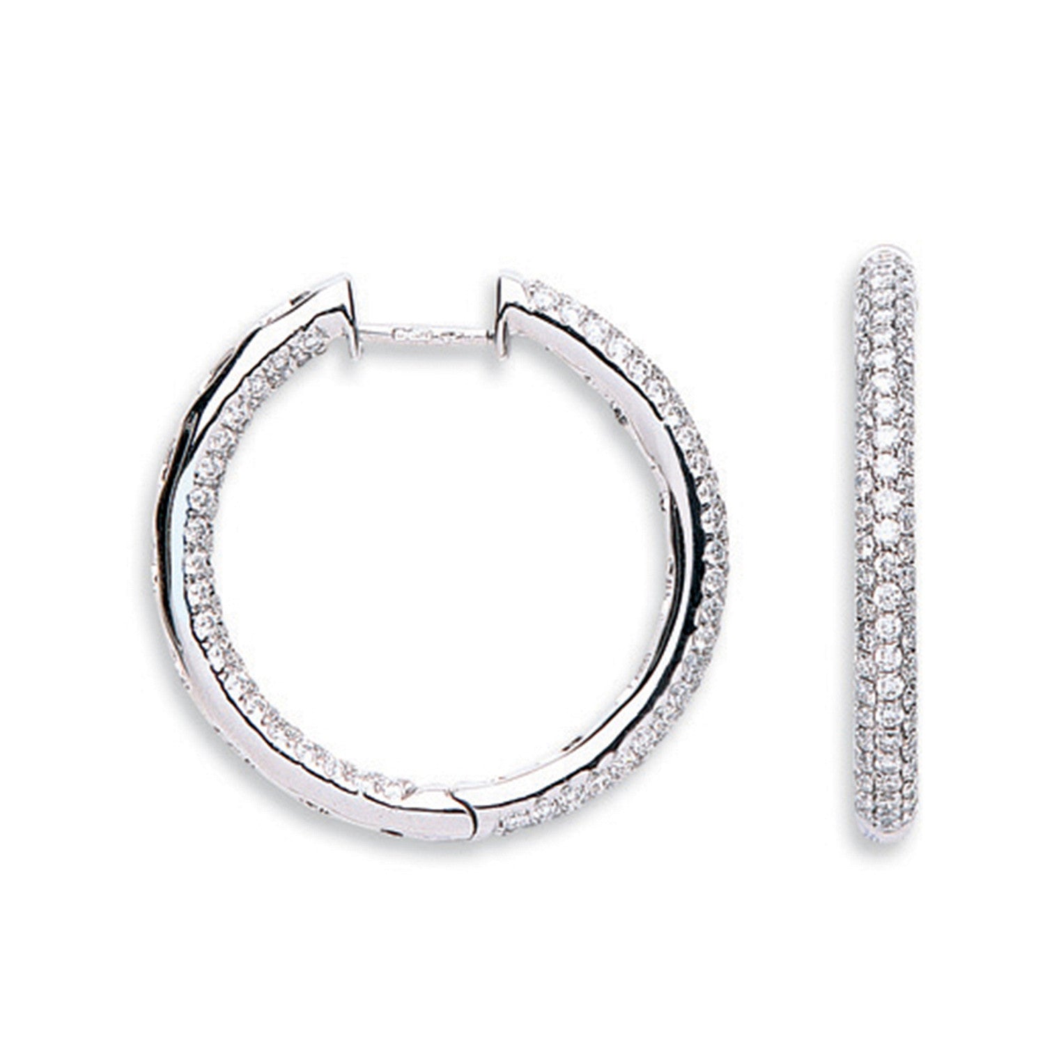 18ct White Gold 1.60ct Diamond Hoop Earrings - 18ct Gold