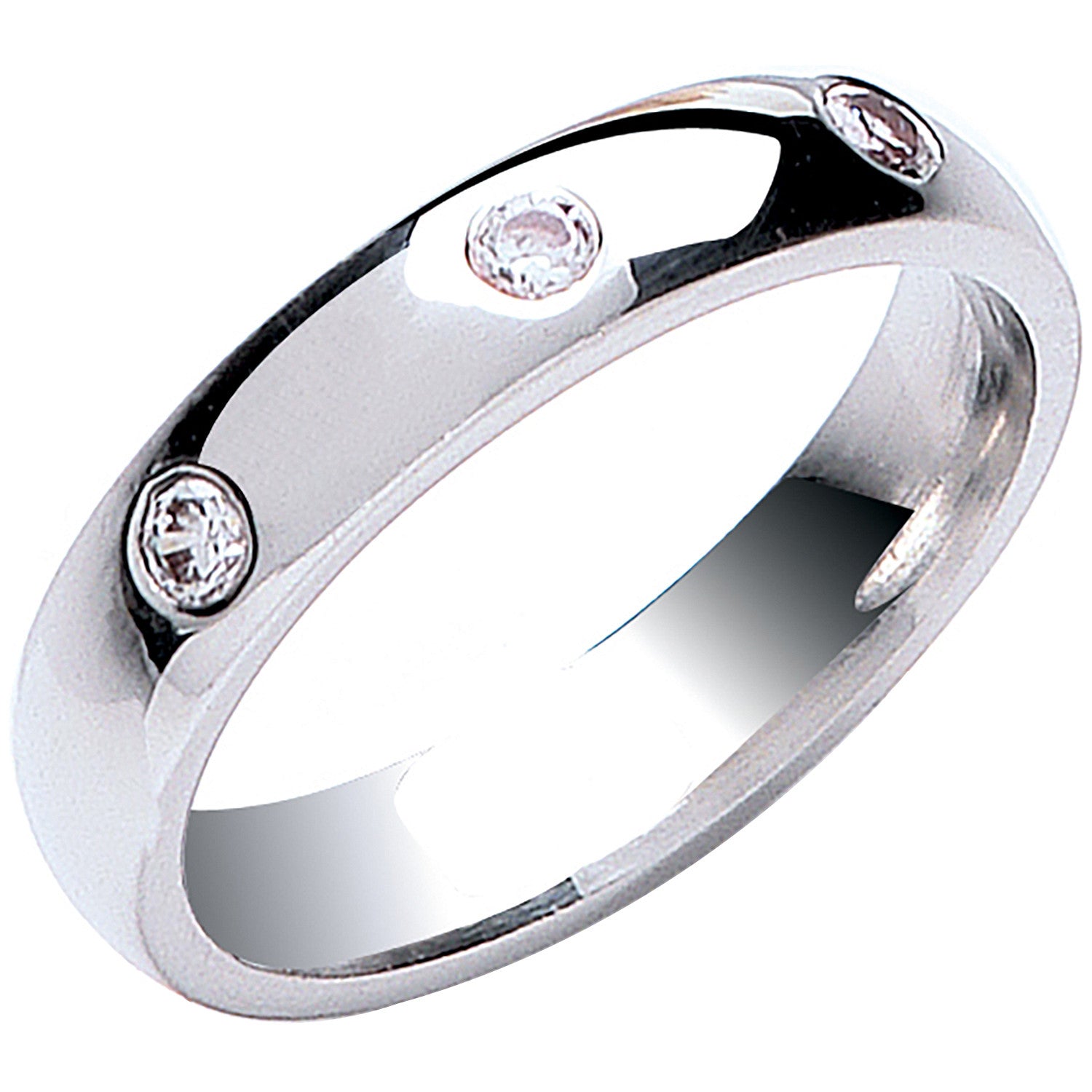 0.12ctw 3st Brilliant Cut Diamond Set 4mm Court Platinum Wedding Band - Platinum