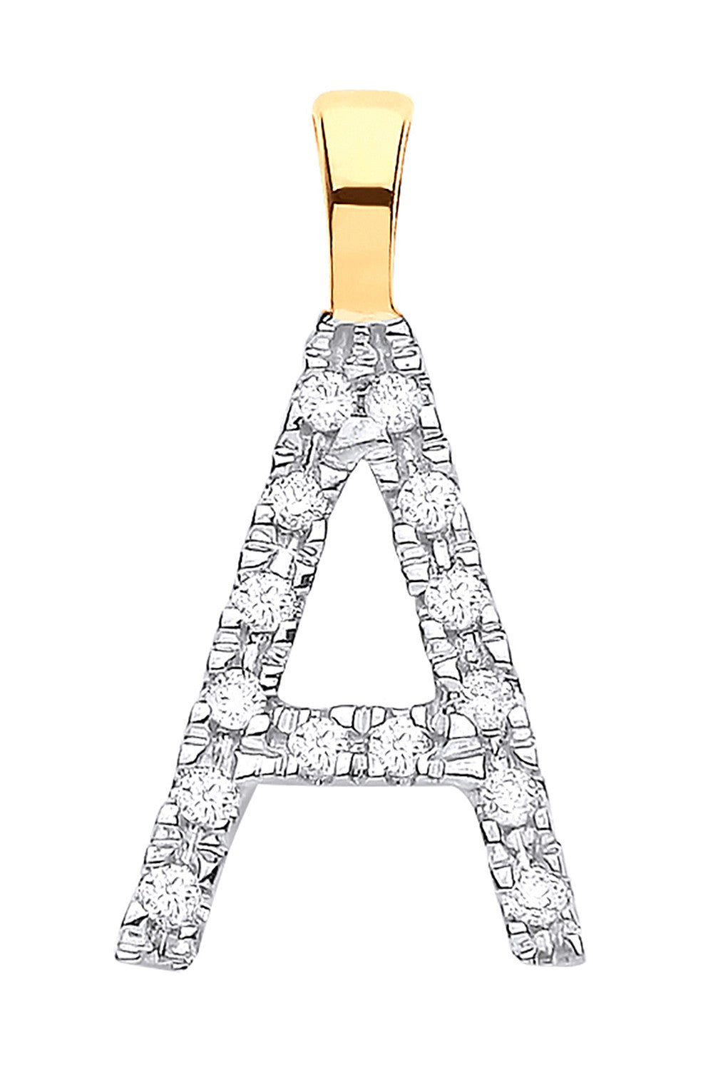 Initial A en or jaune 9 carats avec diamant 0,05 carat - Or 9 carats