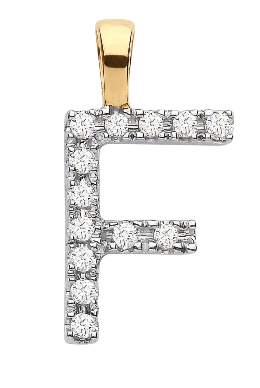 9ct Yellow Gold 0.05ct Diamond F Initial