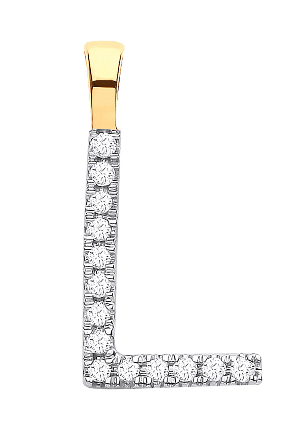 9ct Yellow Gold 0.05ct Diamond L Initial - 9ct Gold
