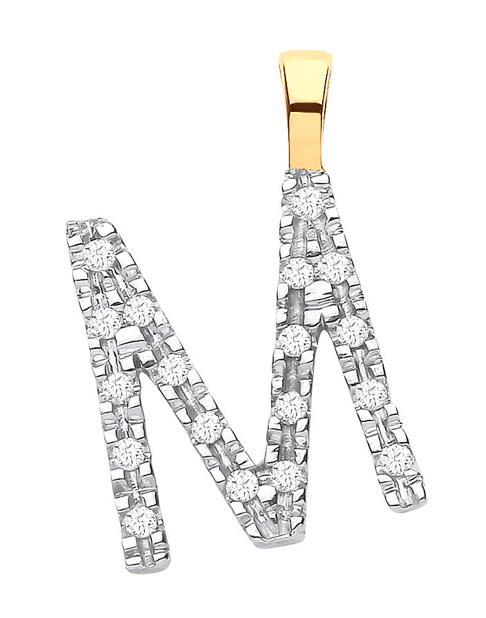 9ct Yellow Gold 0.05ct Diamond M Initial - 9ct Gold
