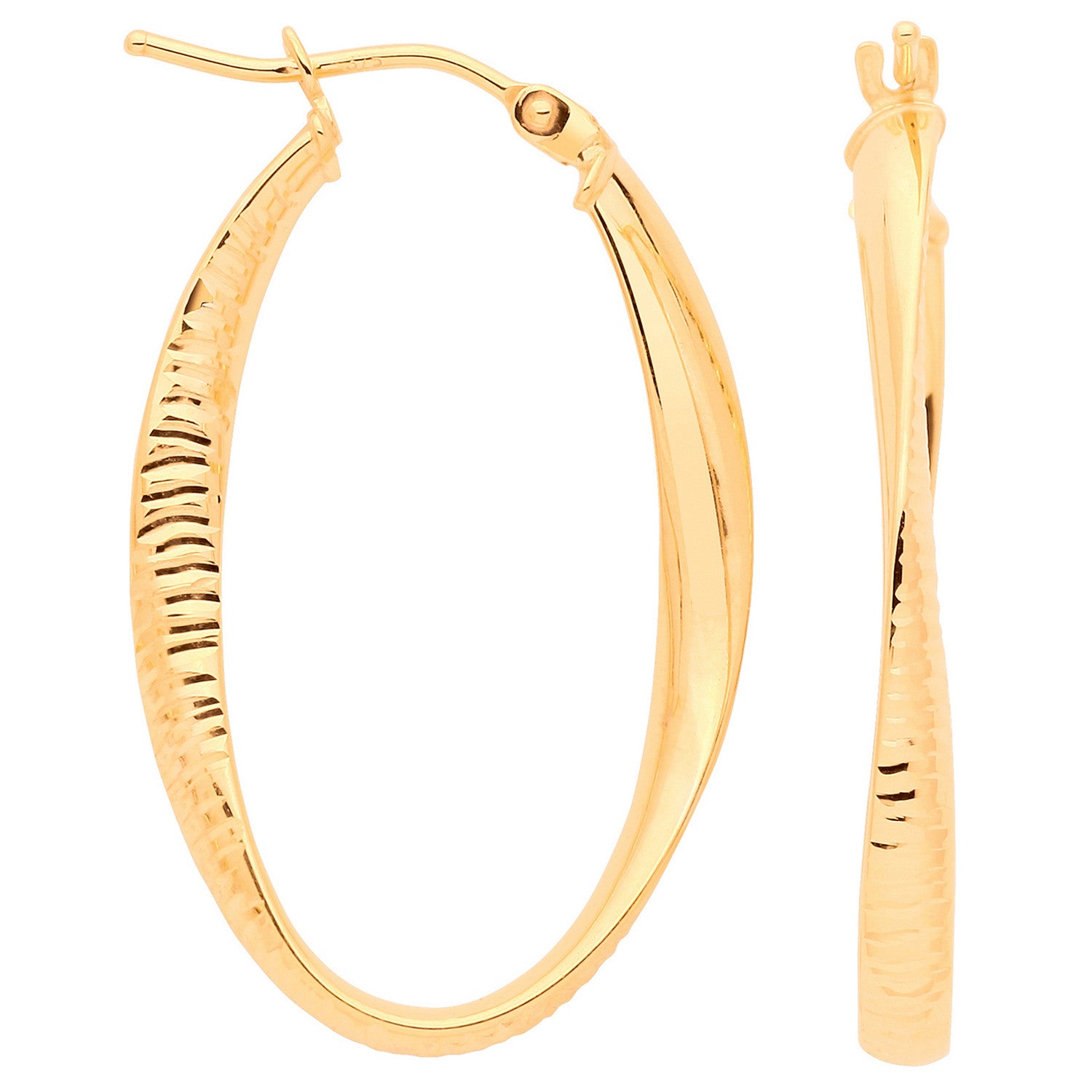Yellow Gold Oval Twist Ribbed & Plain - 9ct Gold