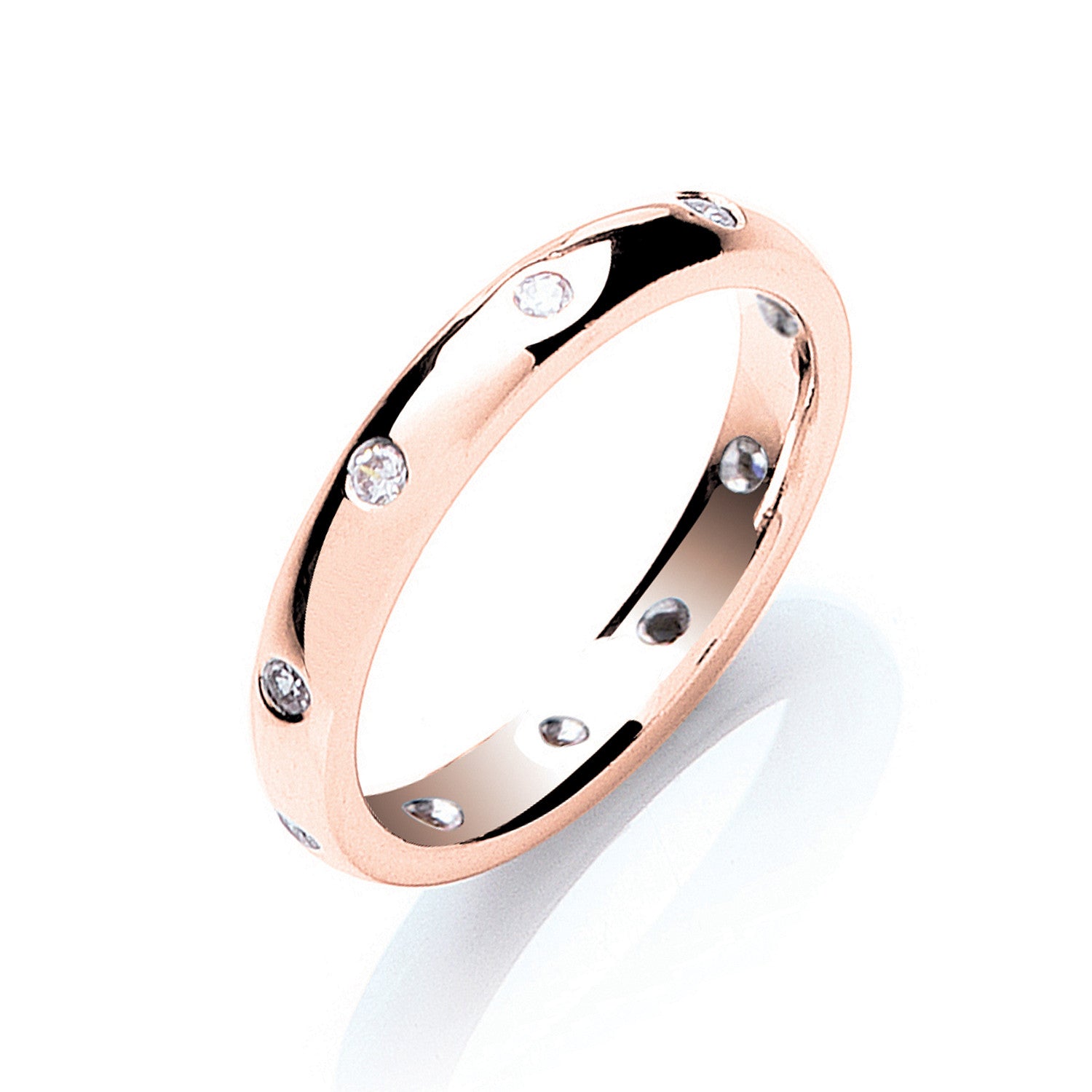 0.20ctw 10st Brilliant Cut Diamond Set 3mm Court Wedding Band - 9ct Gold
