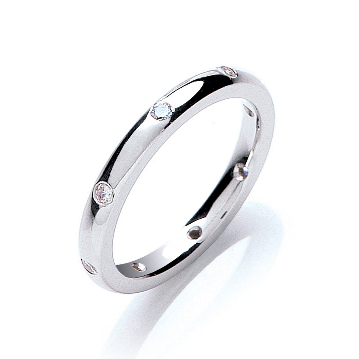 0.13ctw 8st Brilliant Cut Diamond Set 2mm Court Wedding Band - 9ct Gold