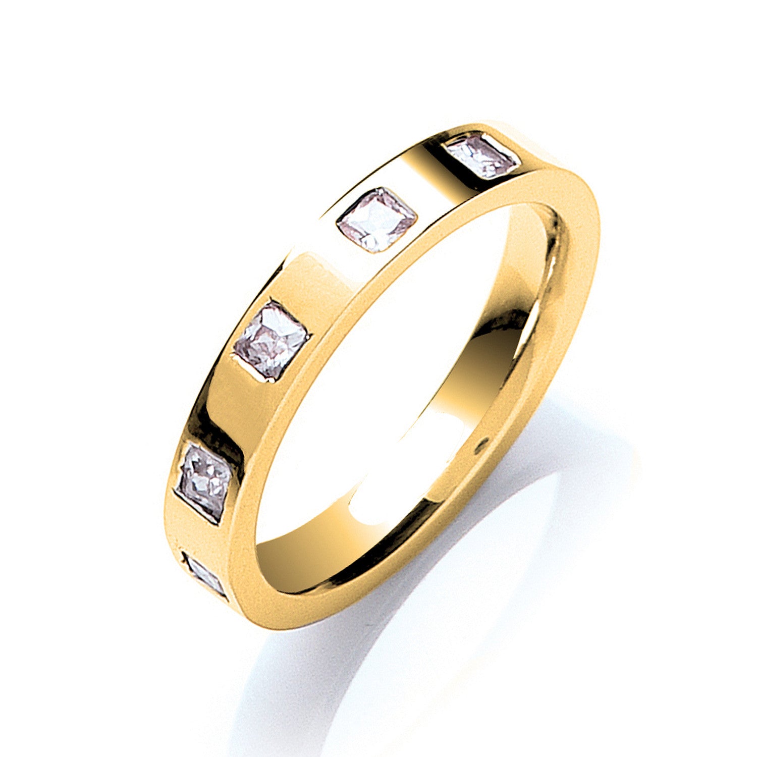 0.40ctw 5st P/C Diamond Set 3mm Flat Court Wedding Band - 9ct Gold