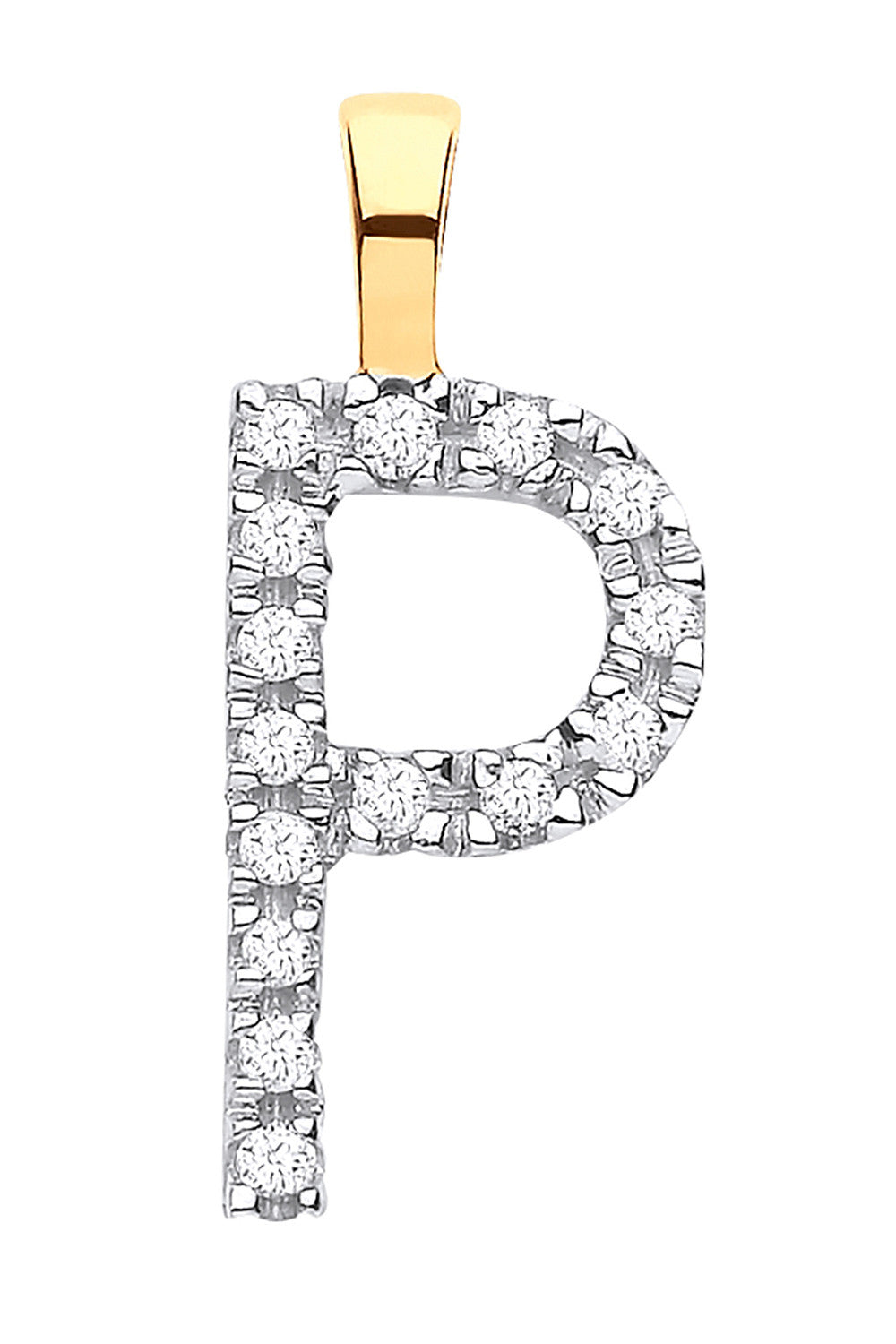 9ct Yellow Gold 0.05ct Diamond P Initial - 9ct Gold