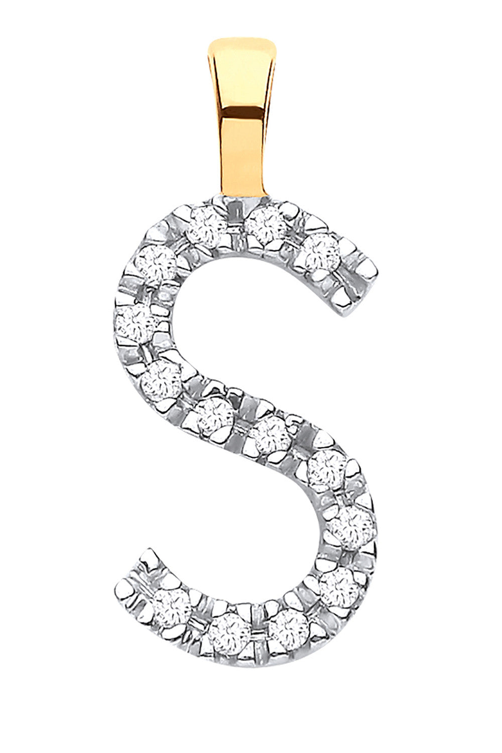 9ct Yellow Gold 0.05ct Diamond S Initial - 9ct Gold