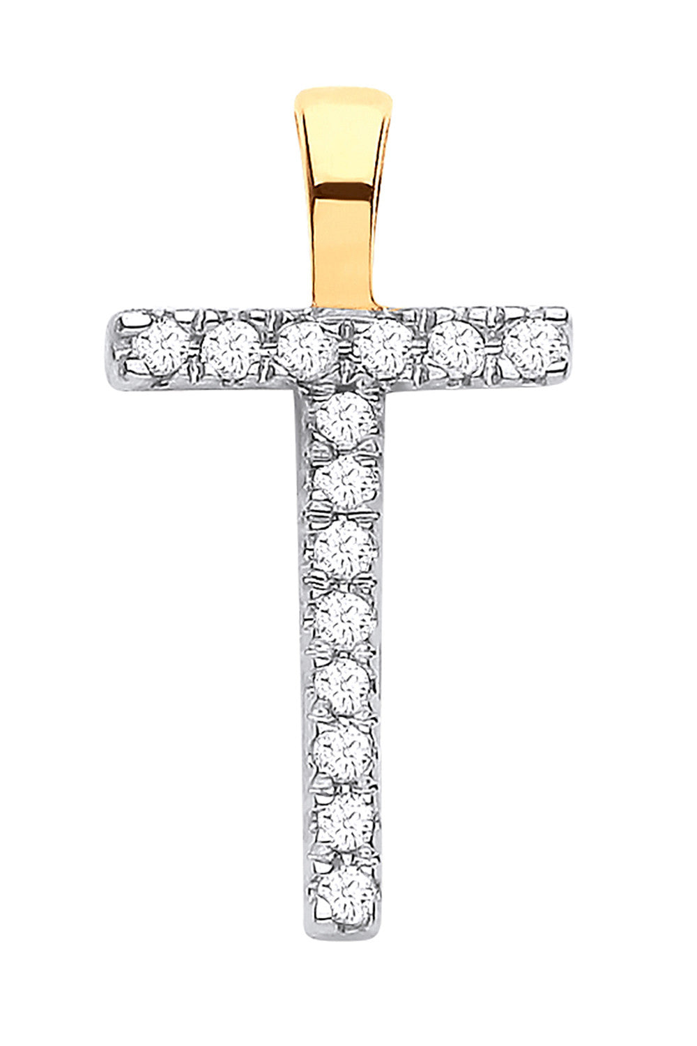 9ct Yellow Gold 0.05ct Diamond T Initial - 9ct Gold