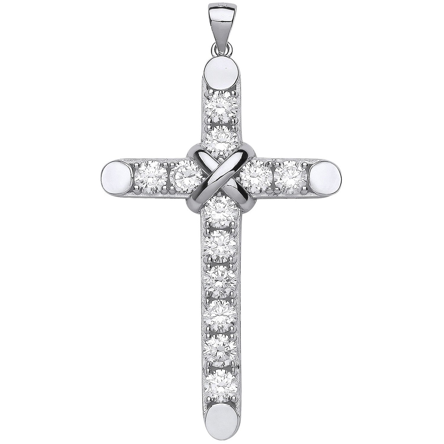 Large Silver Claw Set Cubic Zirconias Cross - Silver