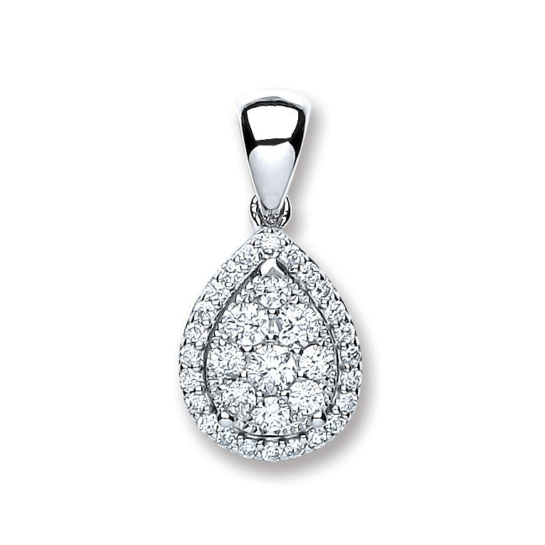 18ct White Gold 0.40ct Diamond Pear Sh Pendant - 18ct Gold