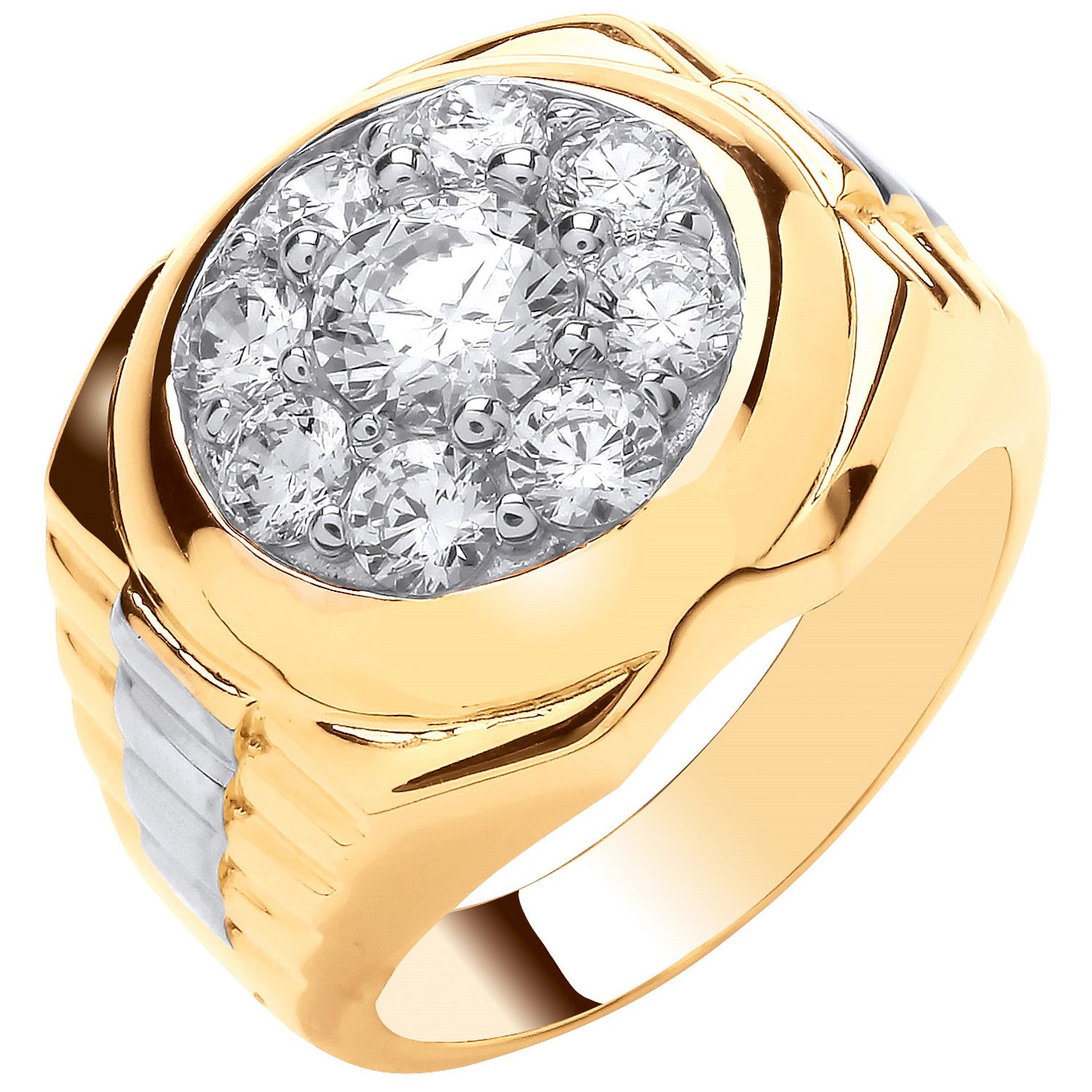 Yellow Gold Fancy Gents Cubic Zirconia Ring - 9ct Gold
