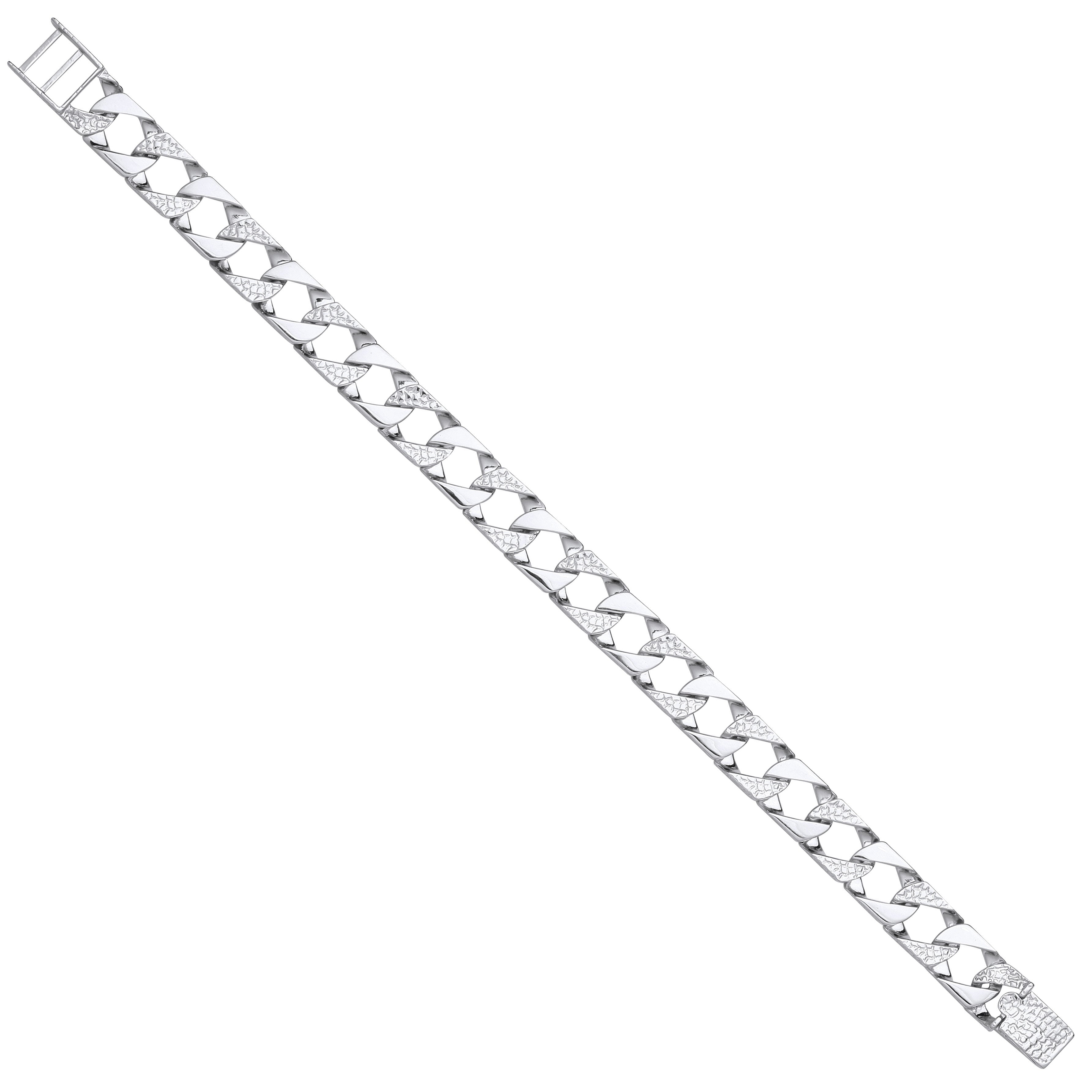 Silver 10mm Plain & Patterned Cast Bracelet - Silver