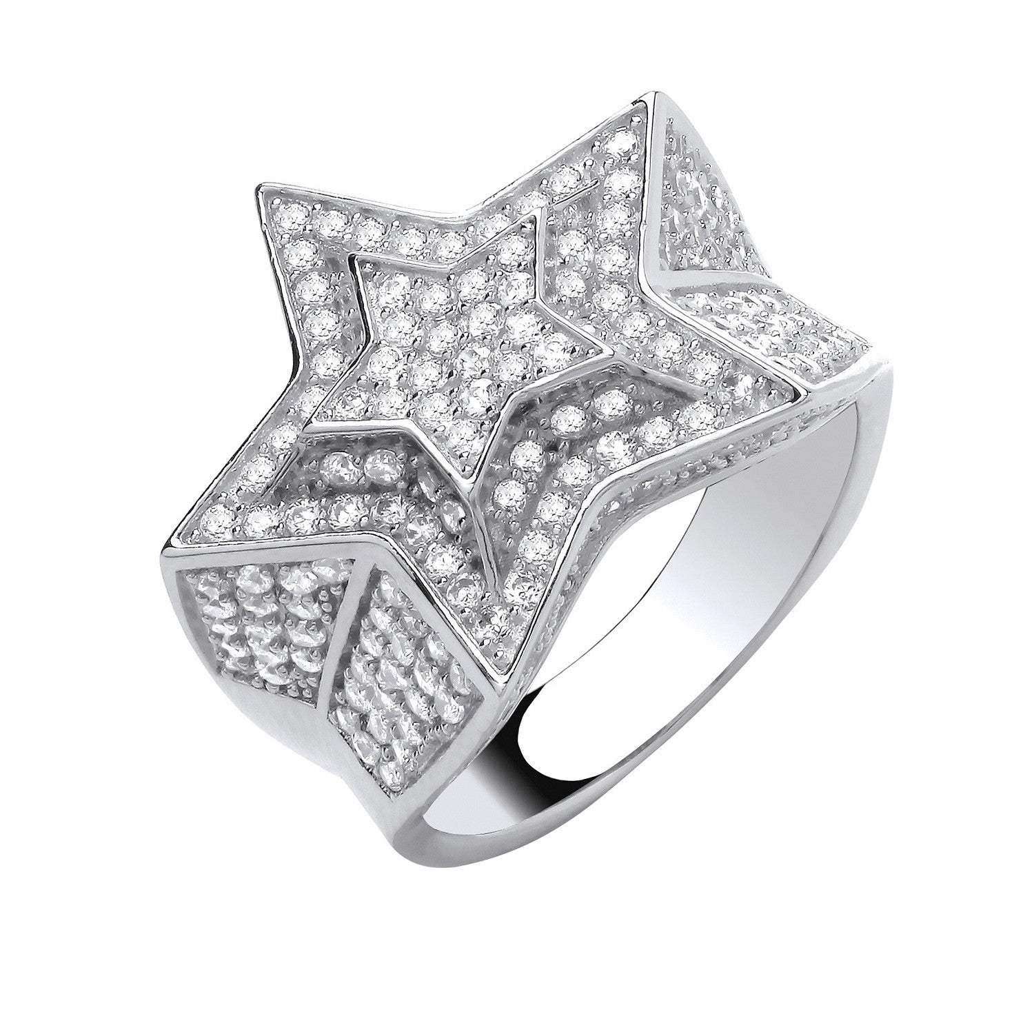 Silver 3D Star Ring - Silver