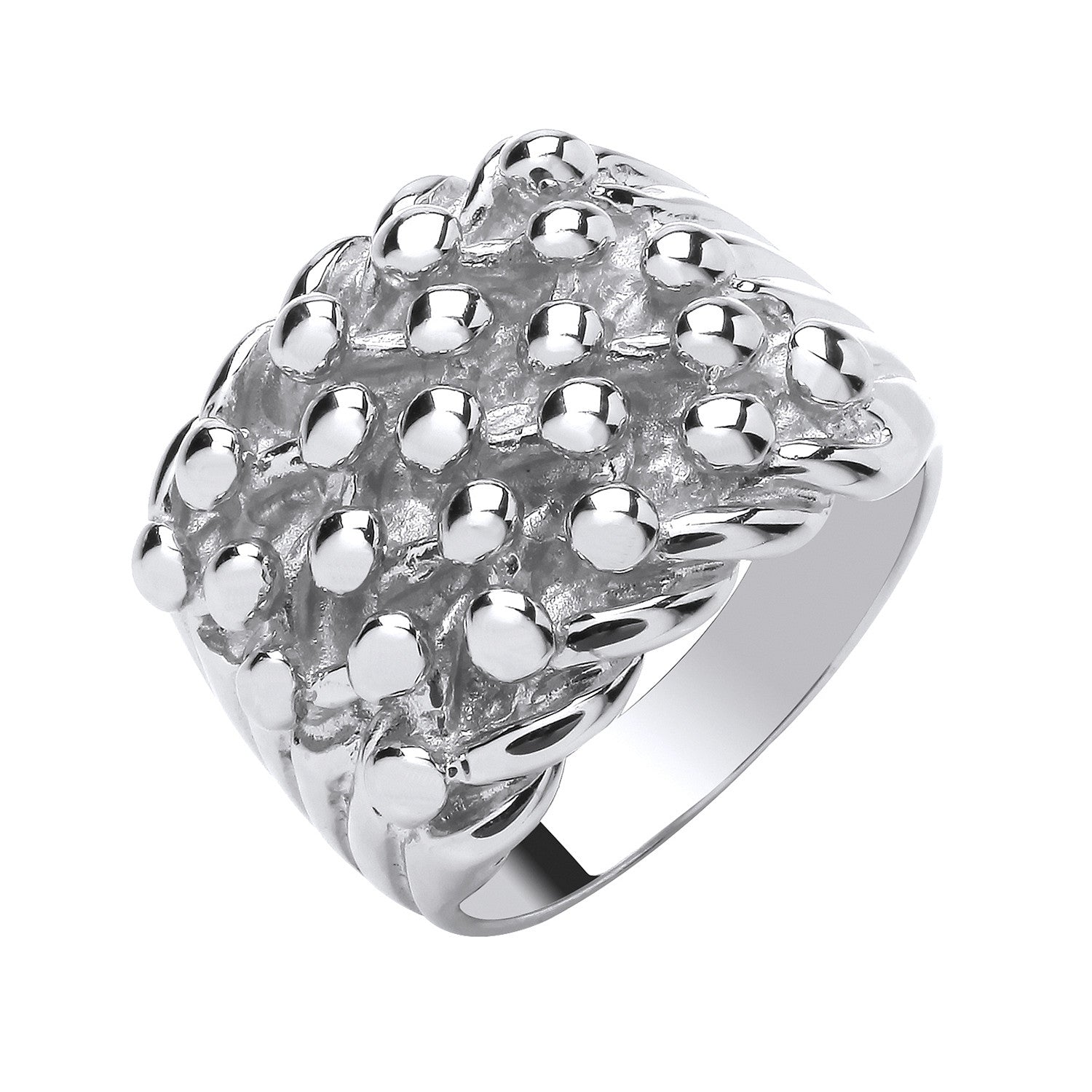 Silver 5 Row Keeper, Woven Back Ring - Silver