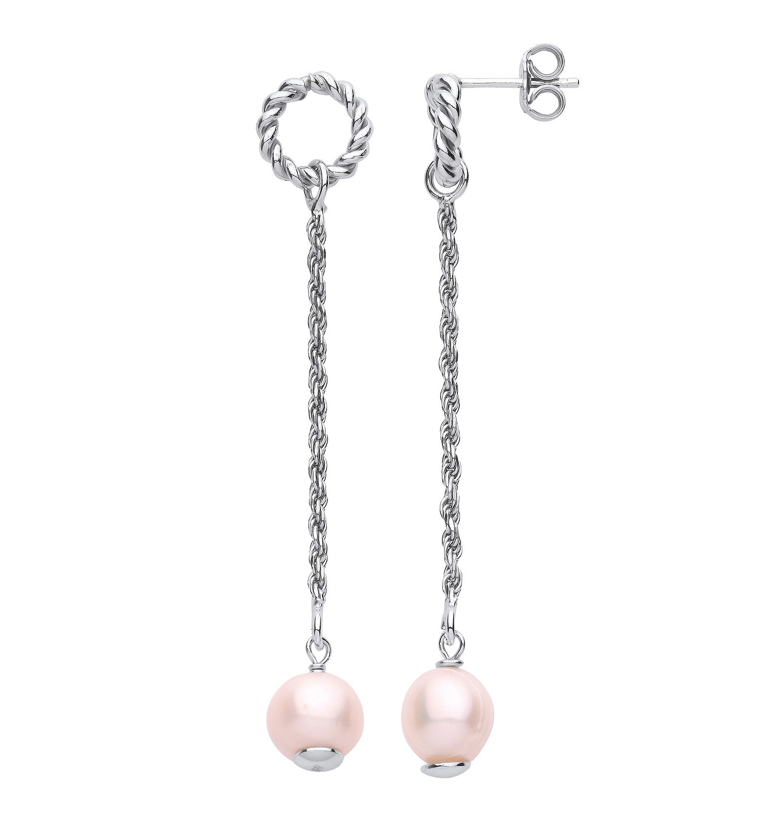Silver White/Pearl Drop Earrings - Silver