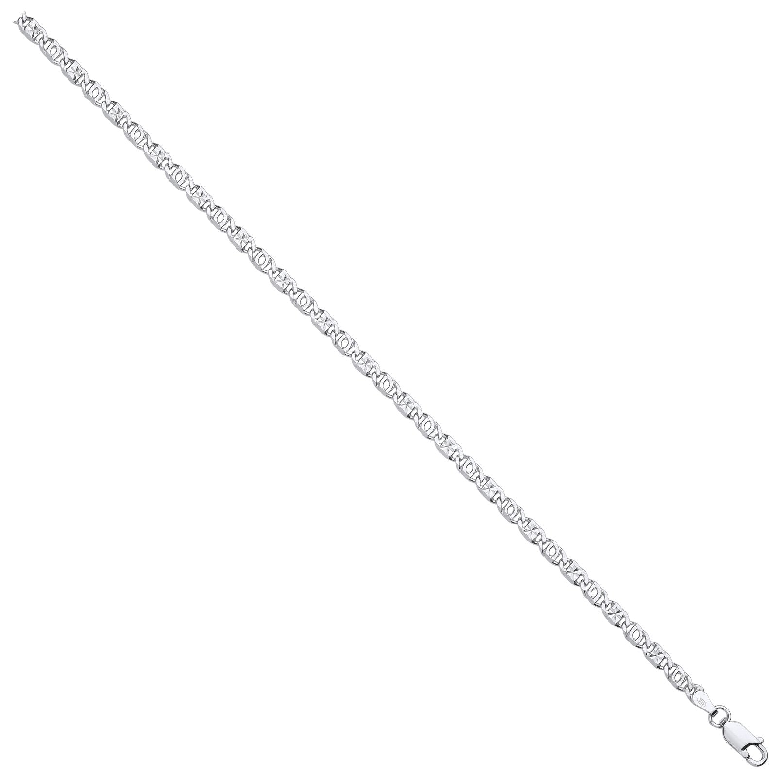 Silver 3.7mm Anchor Chain with Star Stamp
