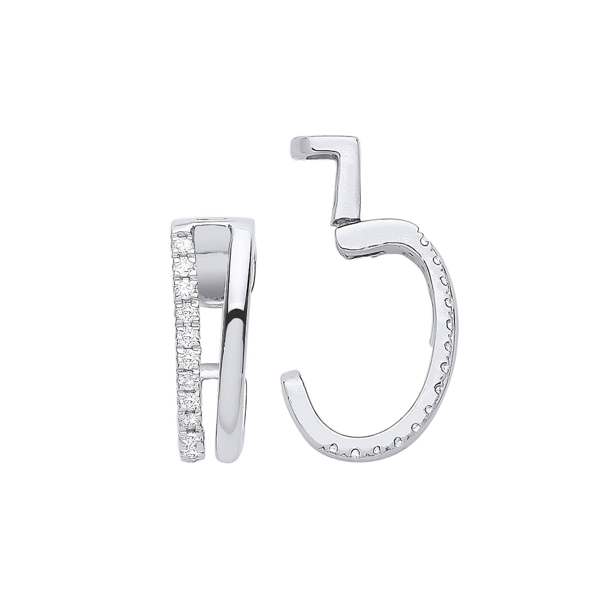 9ct White gold 0.08ct single cuff earring - 9ct Gold