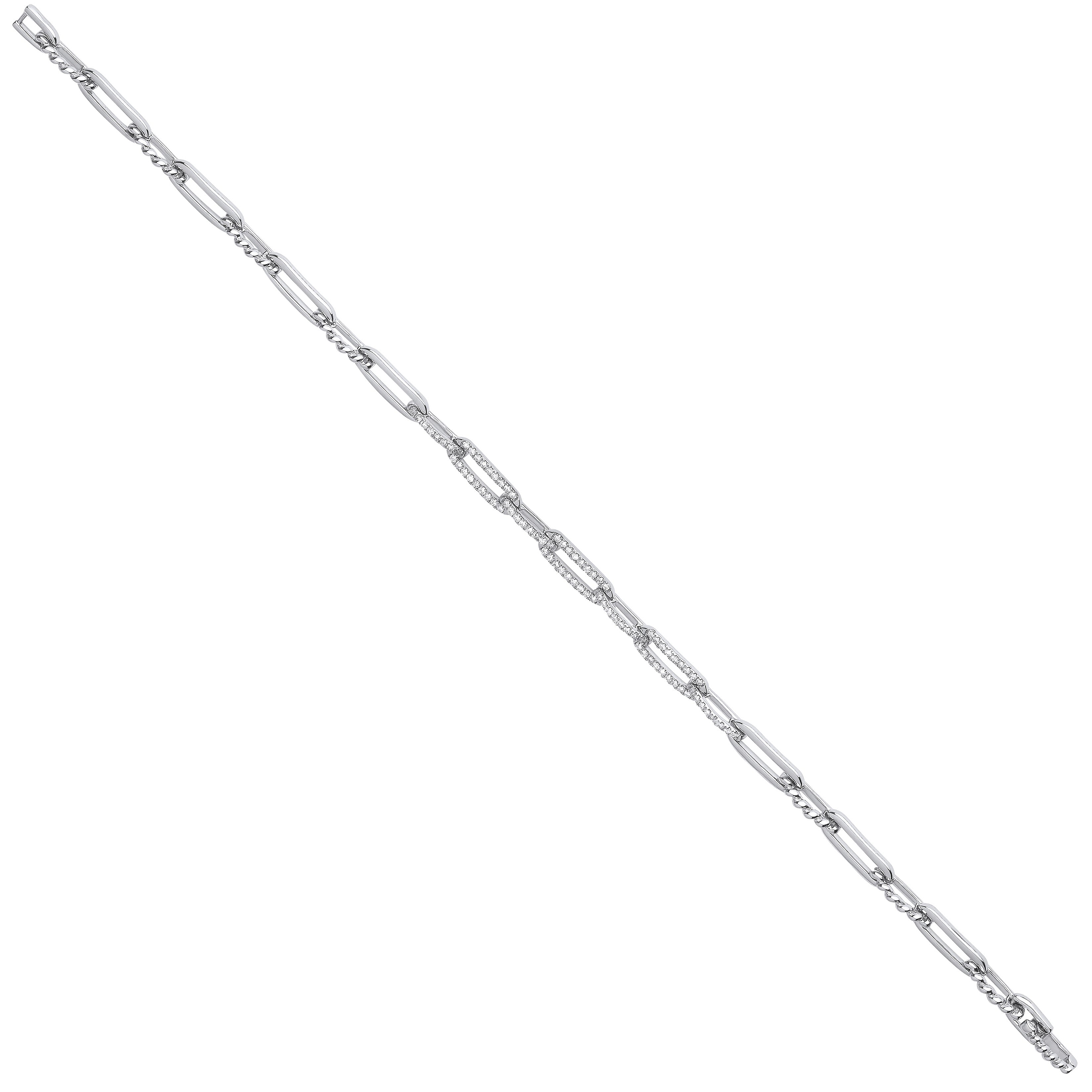 9ct White gold 0.42ct Curb bracelet - 9ct Gold
