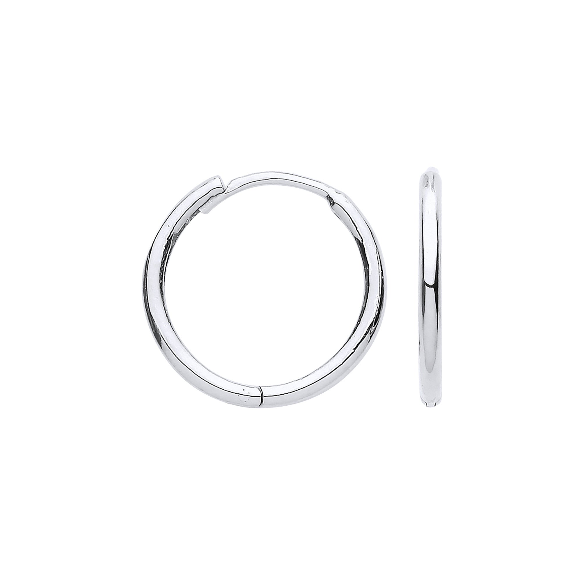 White Gold 14mm Plain Hinged Huggies - 9ct Gold
