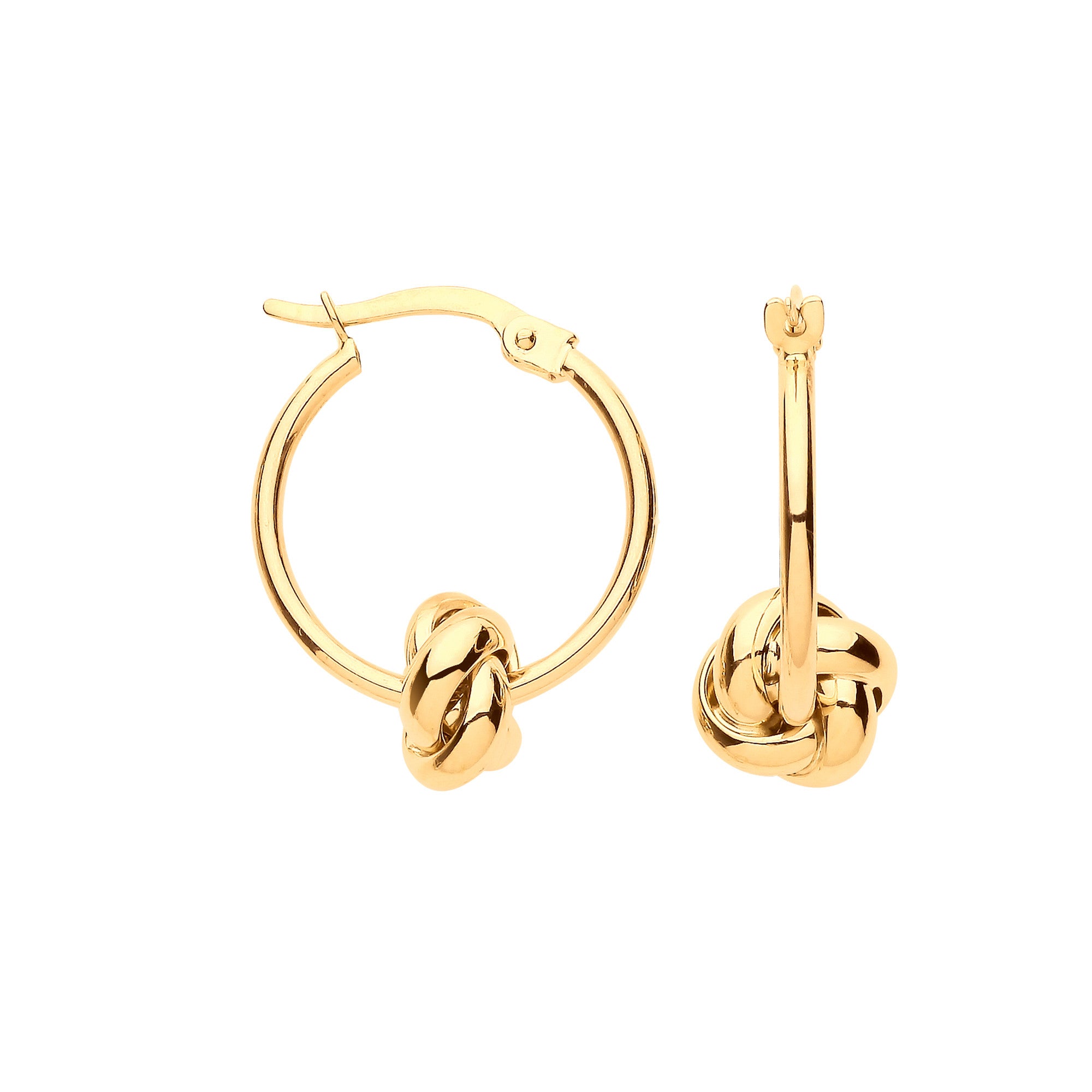 Yellow Gold 18mm Knot Hoop Earring - 9ct Gold