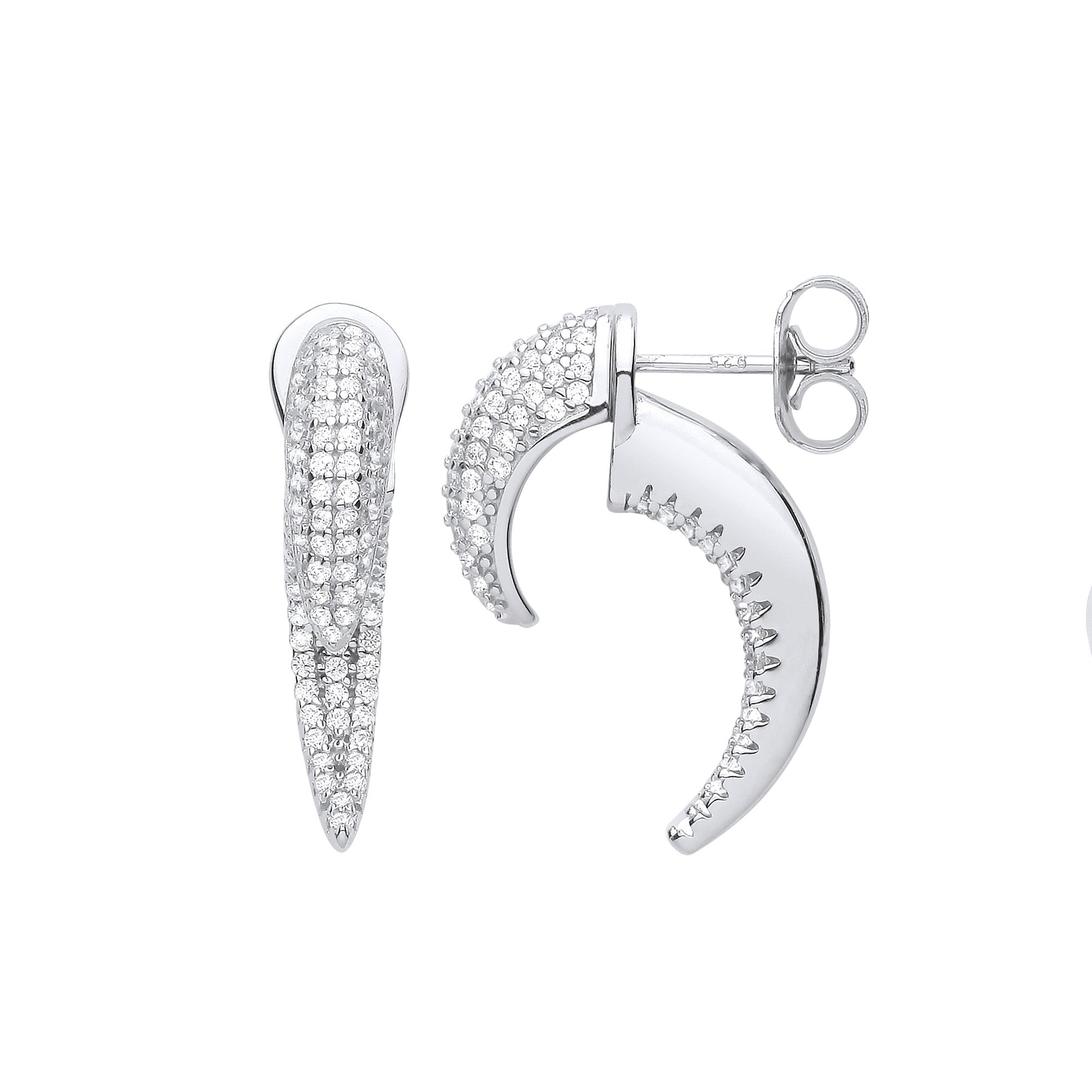Silver Cubic Zirconia Talon Earrings - Silver