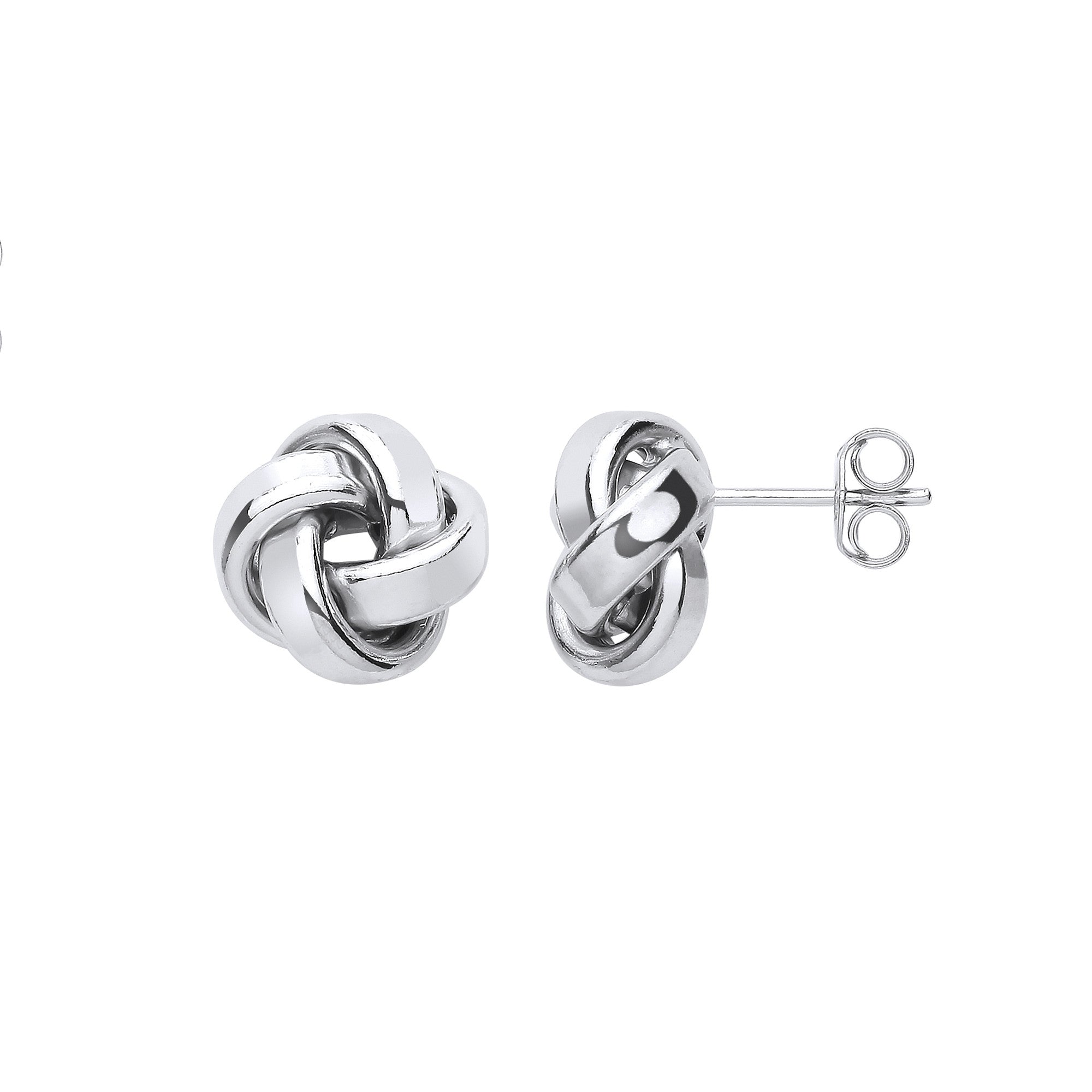 Silver 3mm Tube Stud Knot Earrings - Silver