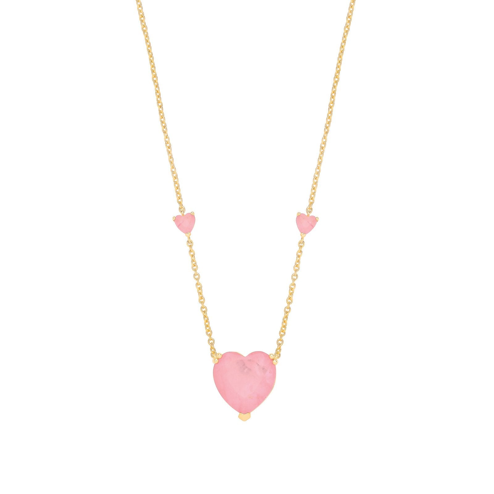 Silver YG Plated, Pink Heart Necklace