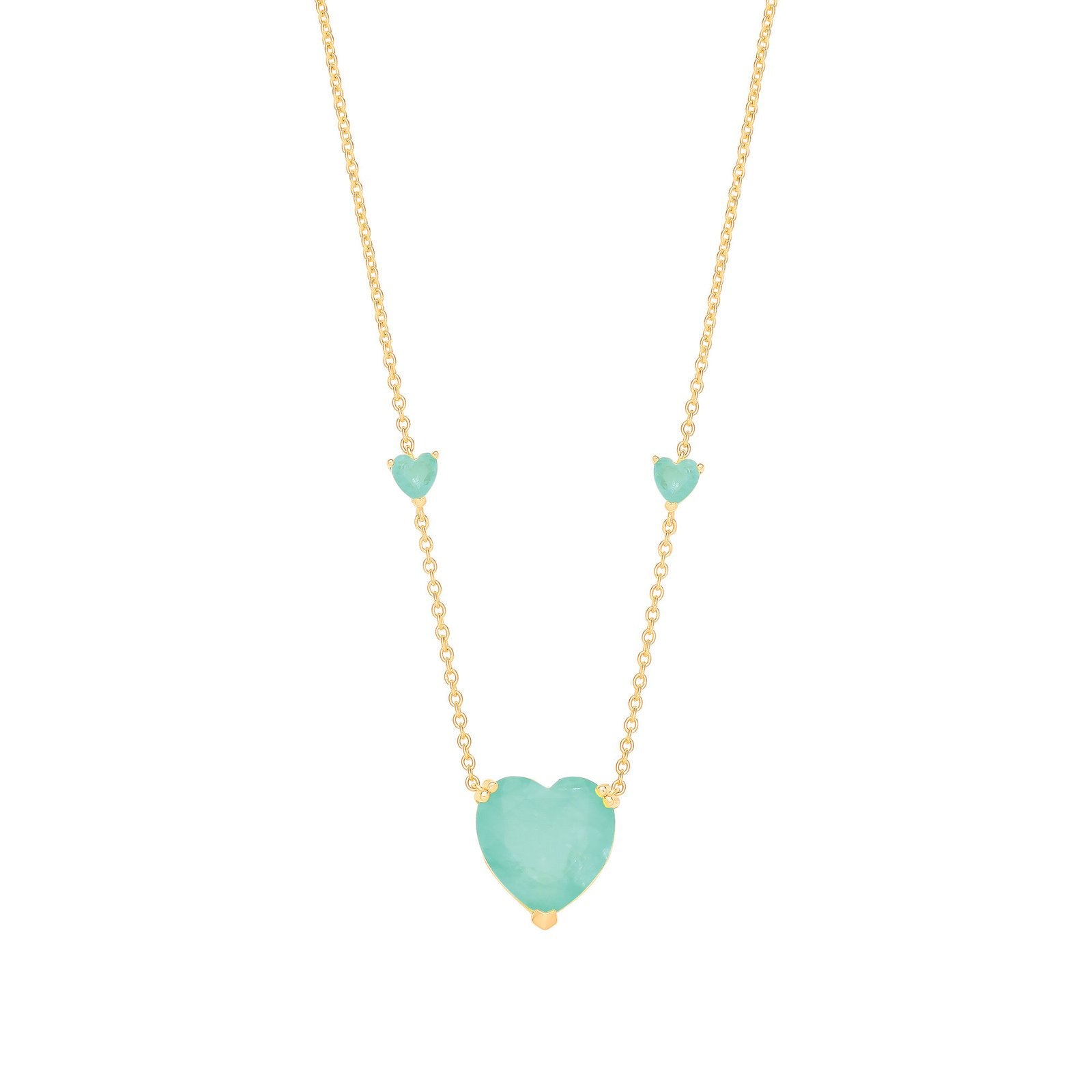 Silver YG Plated, Green Heart Necklace