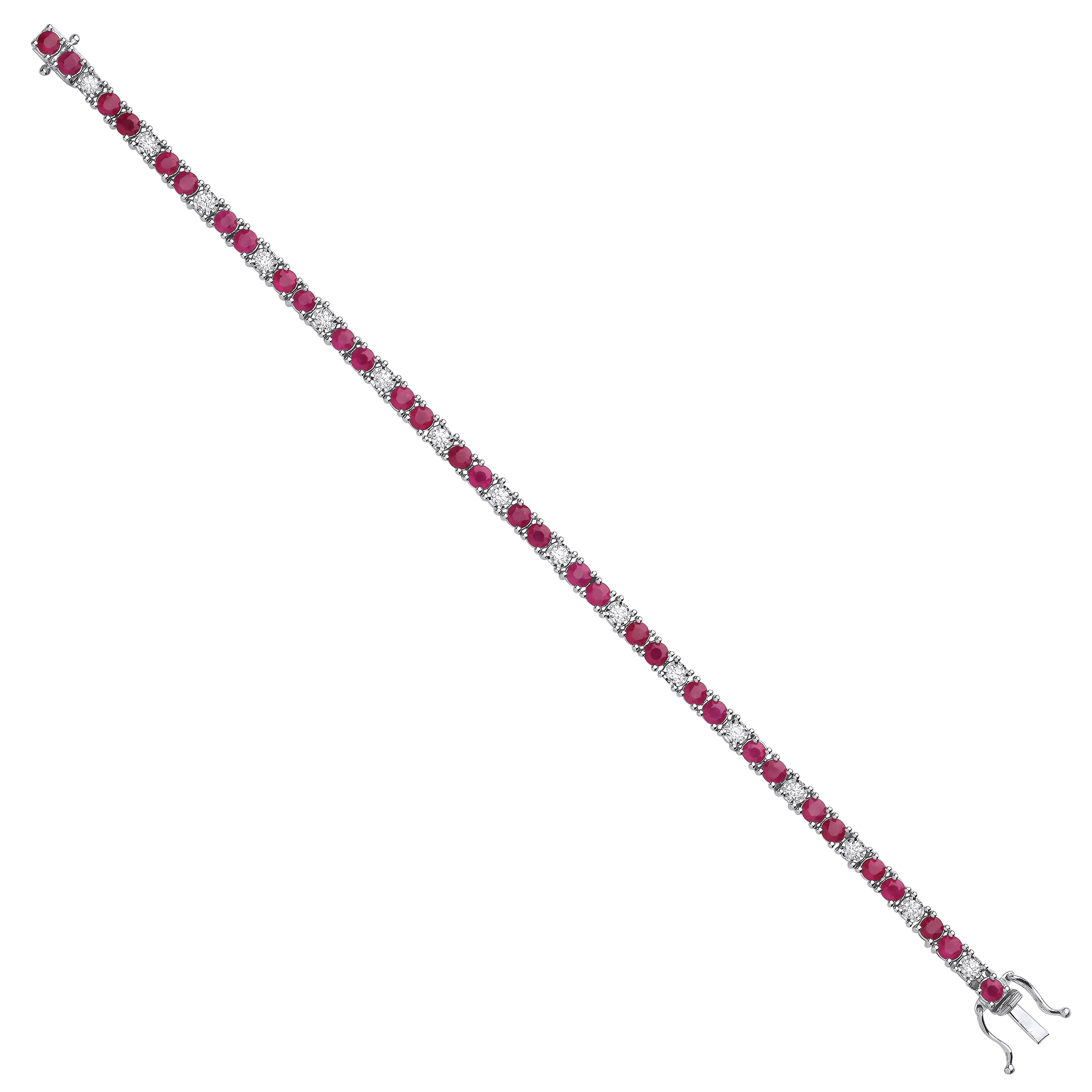 18ct White Gold 0.80ct Diamond & 5.00ct Ruby Bracelet - 18ct Gold
