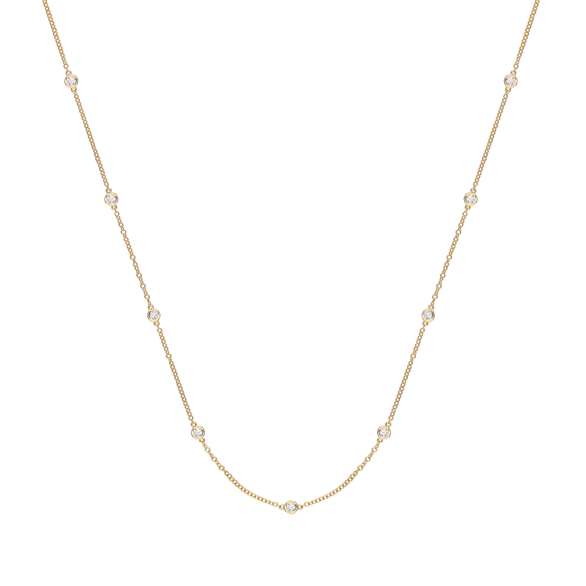 9ct Yellow Gold 0.50ct Rubover Diamond Chain (18in/45cm) - 9ct Gold