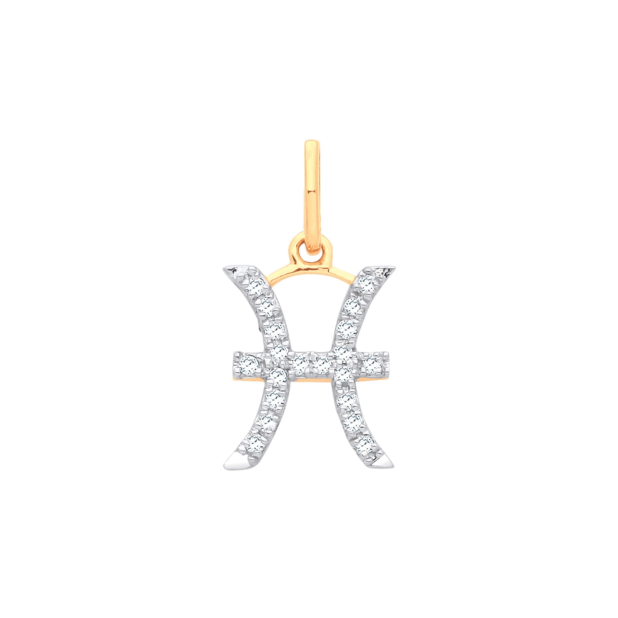 9ct Yellow Gold Pisces Zodiac 0.10ct pendant - 9ct Gold