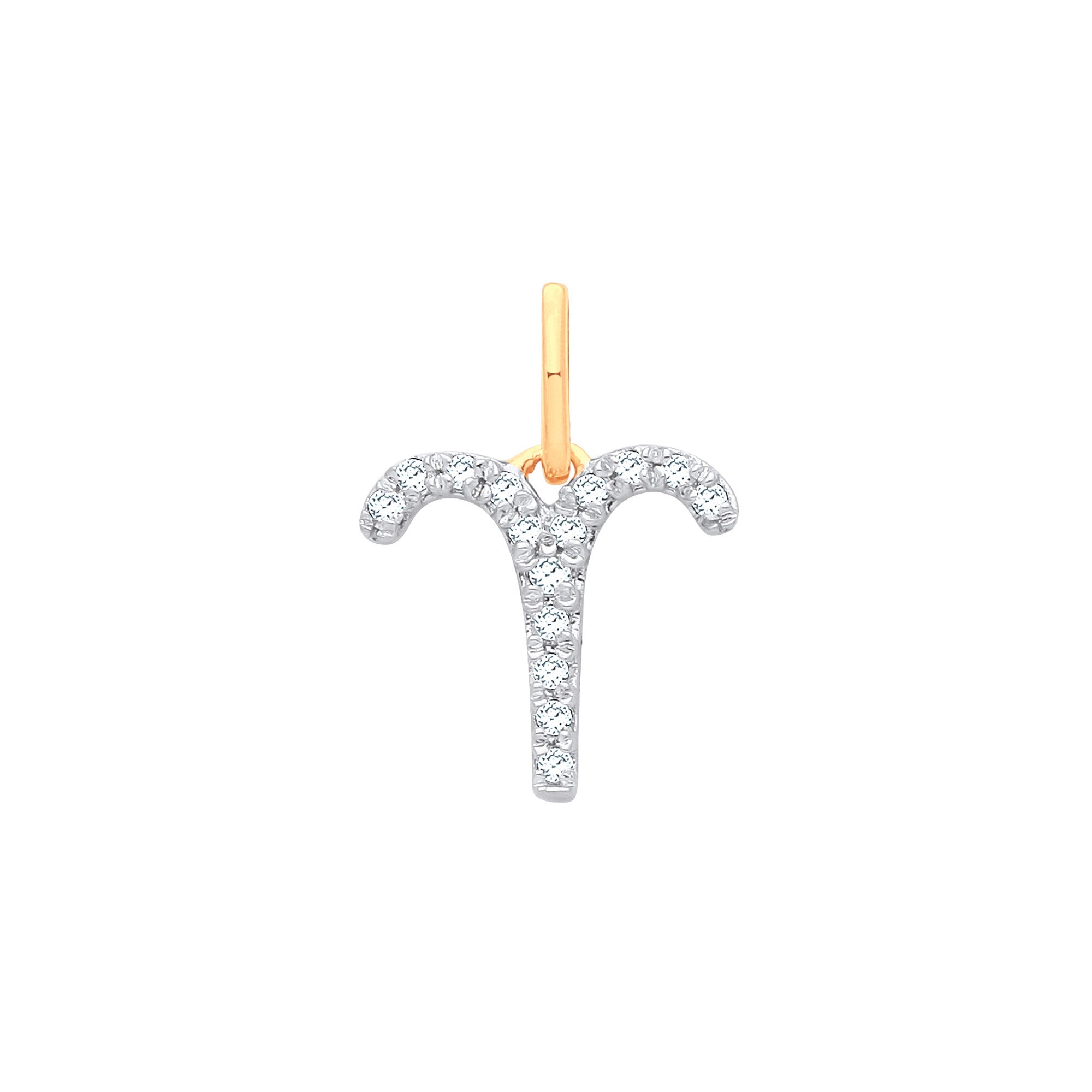 9ct Yellow Gold Aries Zodiac 0.10ct pendant - 9ct Gold