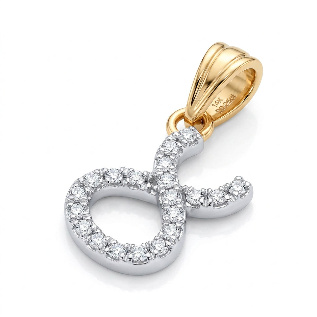 9ct Yellow Gold Taurus Zodiac 0.10ct pendant