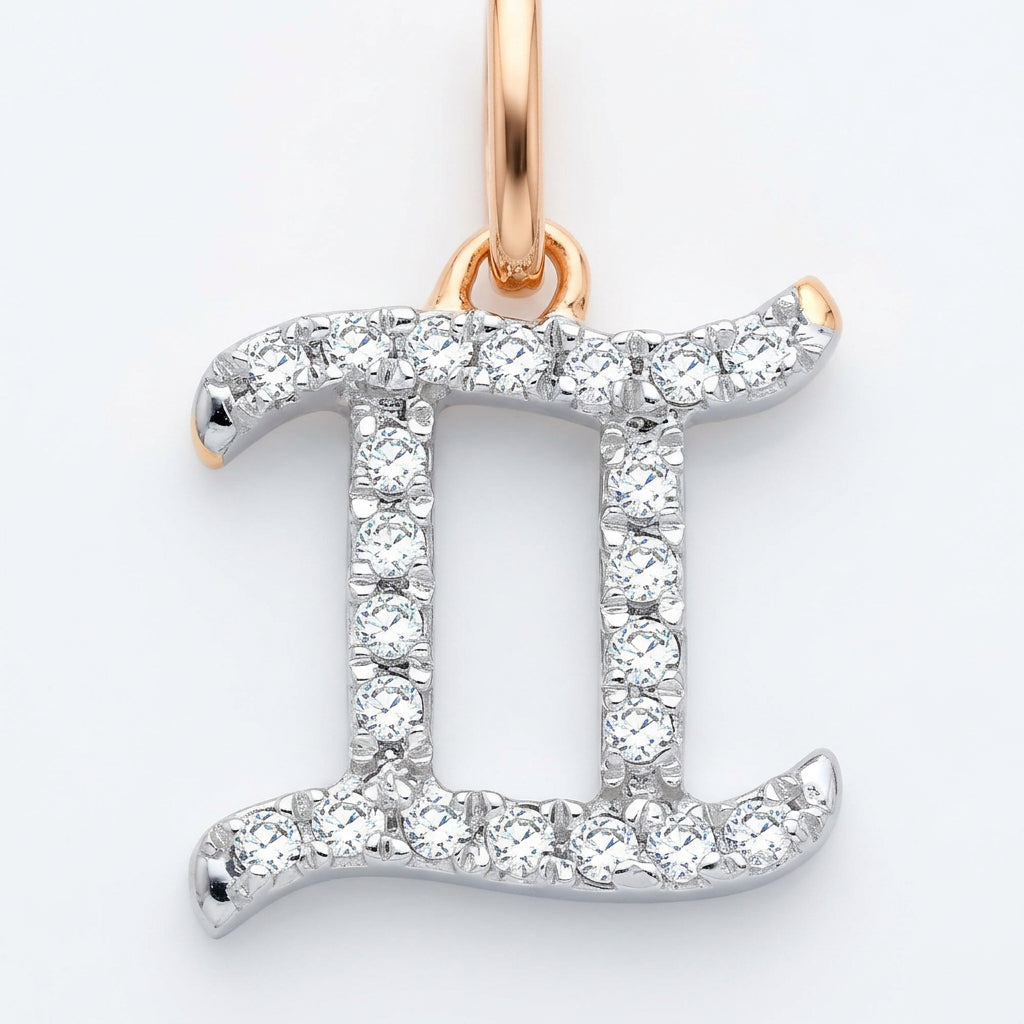 9ct Yellow Gold Gemini Zodiac 0.12ct pendant