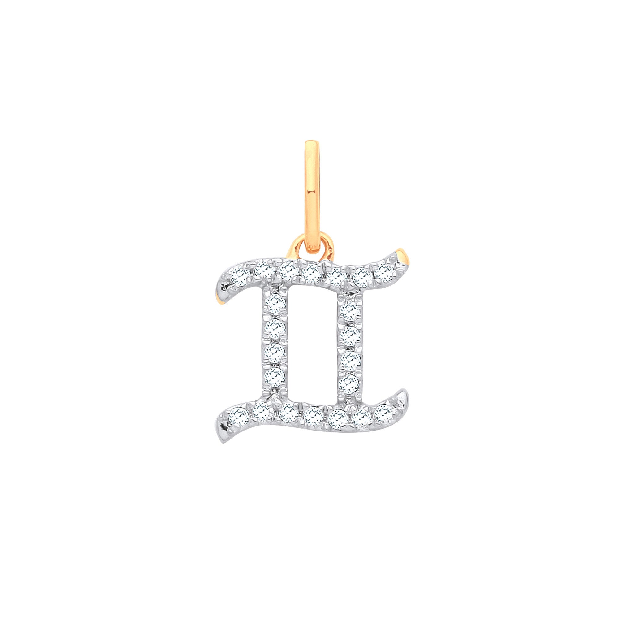 9ct Yellow Gold Gemini Zodiac 0.12ct pendant - 9ct Gold