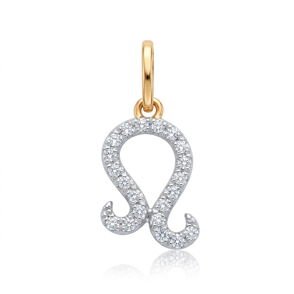 9ct Yellow Gold Leo Zodiac 0.10ct pendant