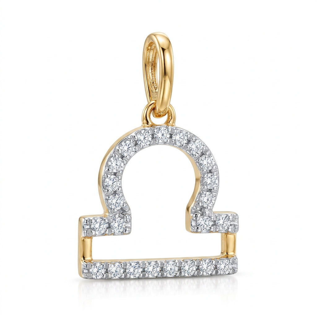 9ct Yellow Gold Libra Zodiac 0.15ct pendant