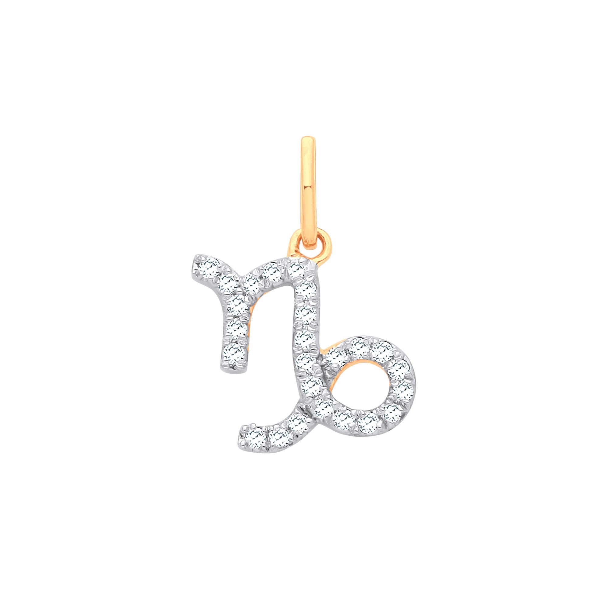 9ct Yellow Gold Capricorn Zodiac 0.10ct pendant - 9ct Gold
