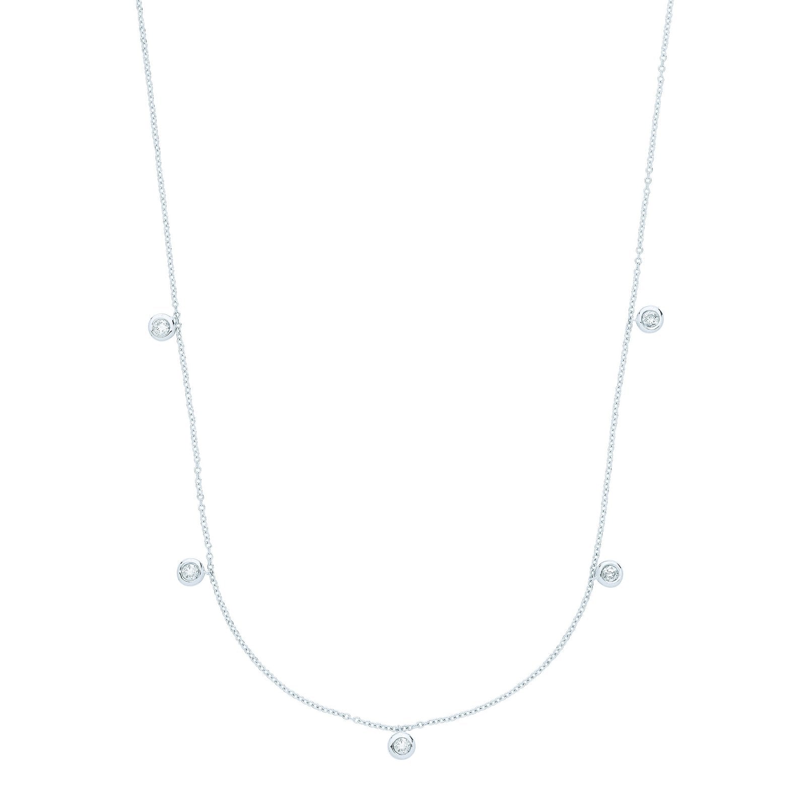 9ct White Gold Rub-Over 0.25ctw Diamond (18in/45cm) Chain