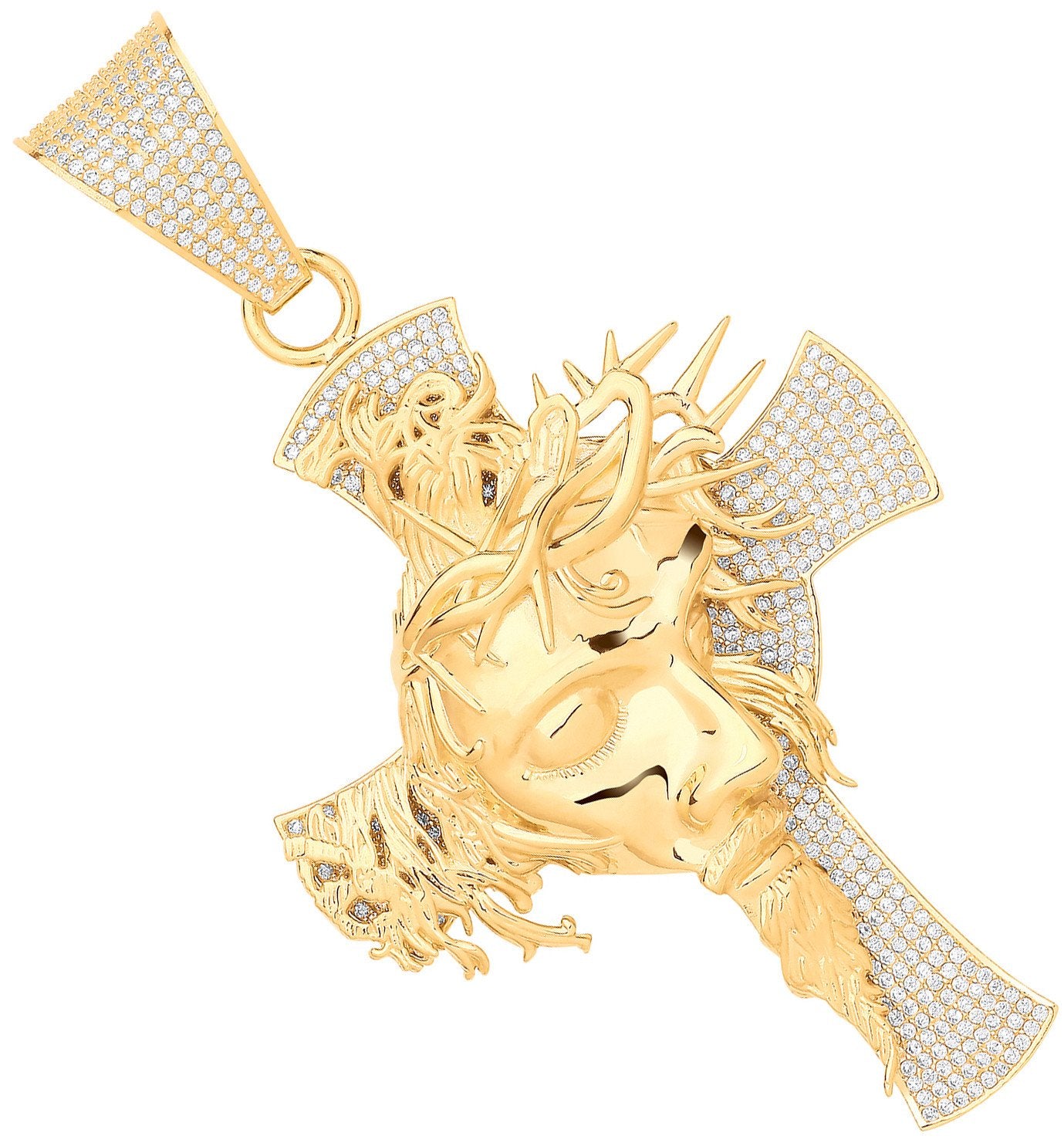 Y/G Jesus Head CZ Cross