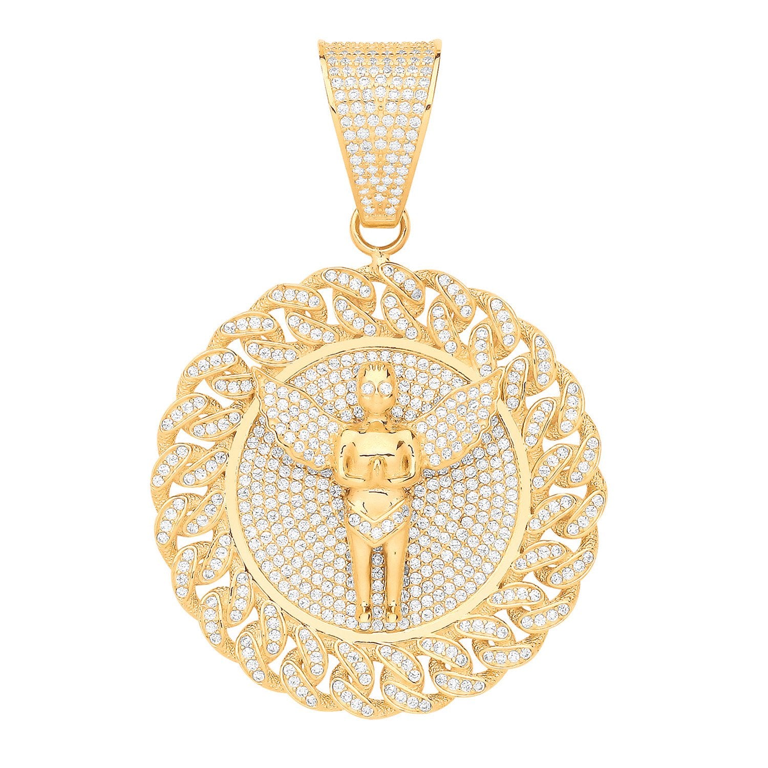 Y/G Angel Medallion CZ Pendant